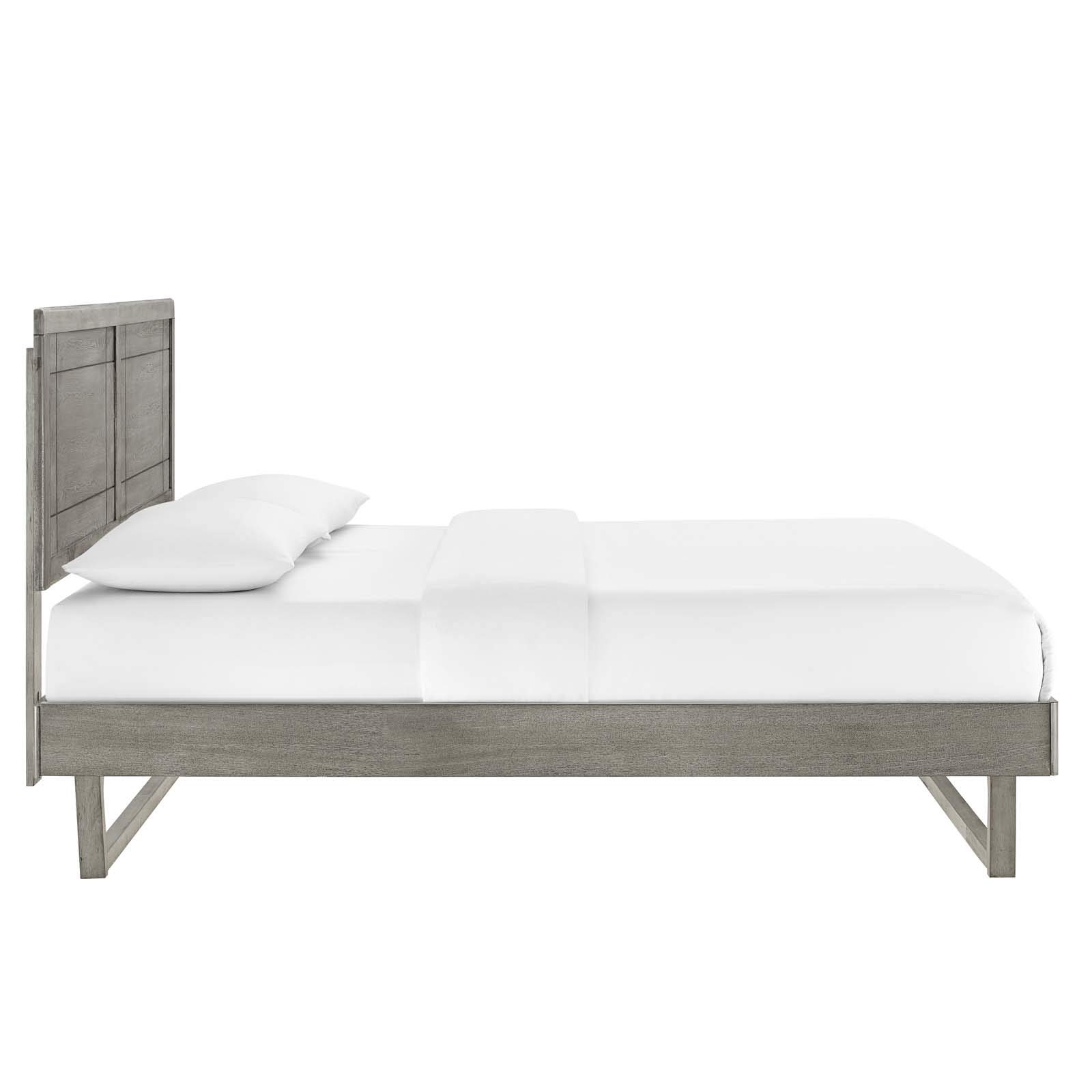 Modway MOD-6625-GRY Marlee Full Size Wooden Platform Bed with Angular Frame in Gray - Modern Minimalist Bedroom Furniture for Small Spaces & Guest Rooms