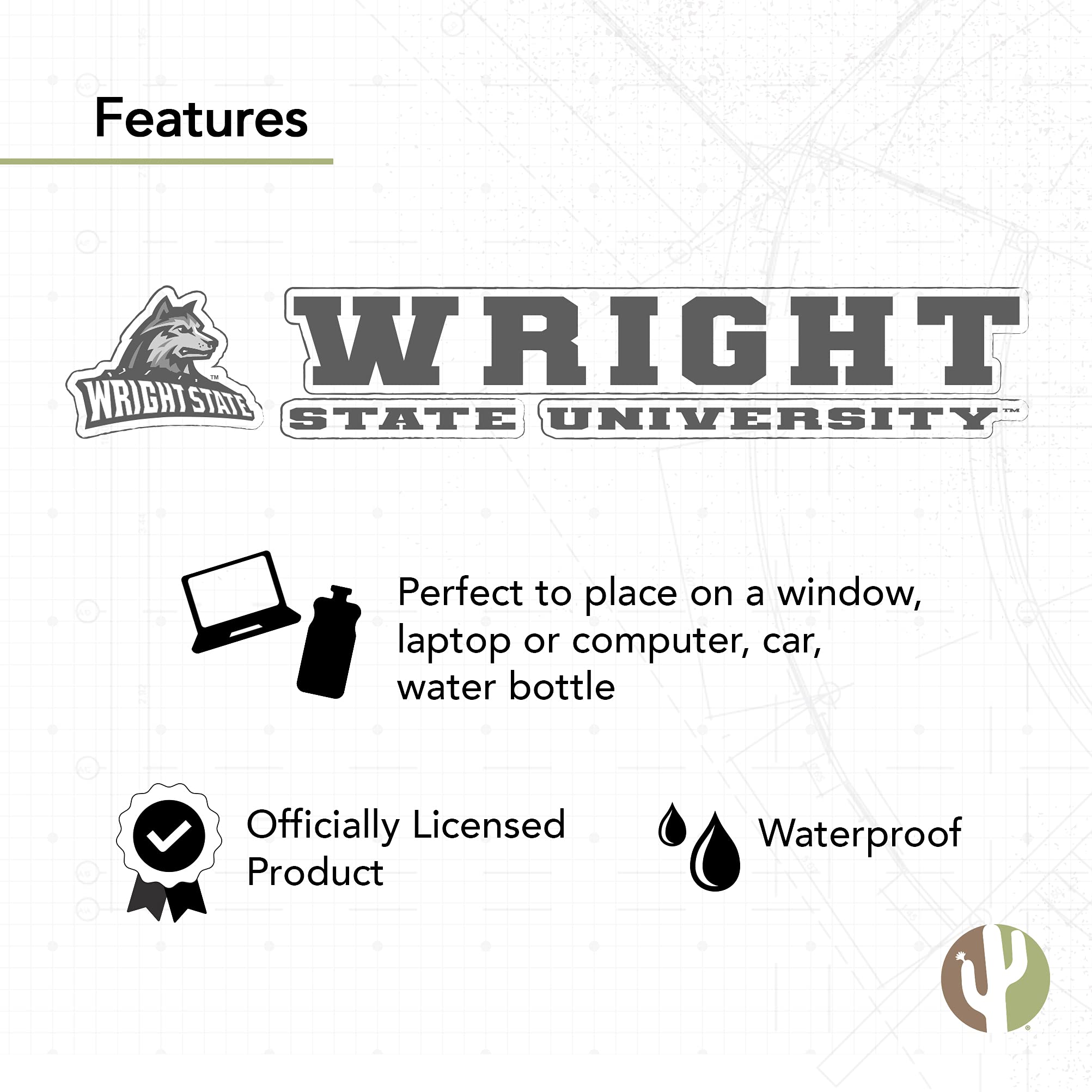WSU Raiders Desert Cactus Vinyl Decal Sticker (8 Inch) - Wright State University Logo for Laptop, Water Bottle, Car, Scrapbook | Perfect for College Students, Alumni & Fans