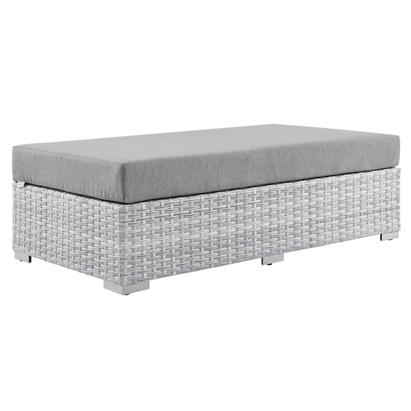 Modern Grey Rattan Wicker Lounge Chair Ottoman with Rectangular Design - Perfect for Outdoor Patio, Balcony, Bistro & Relaxation