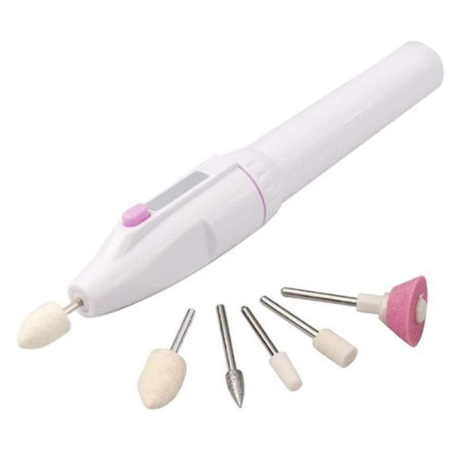 Exseson 5-in-1 Electric Nail Trimming Kit - Professional Manicure & Pedicure Set with Nail Grinder Drill, Polish Grooming Tools for Salon & Home Use - Perfect for Nail Care, Art Tips & Toe Maintenance (White)