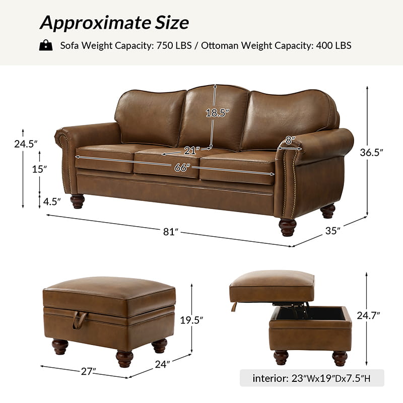 Amelia 2-Piece Living Room Furniture Set - Sofa & Loveseat (Multiple Styles Available) - Perfect for Small Spaces & Cozy Apartments