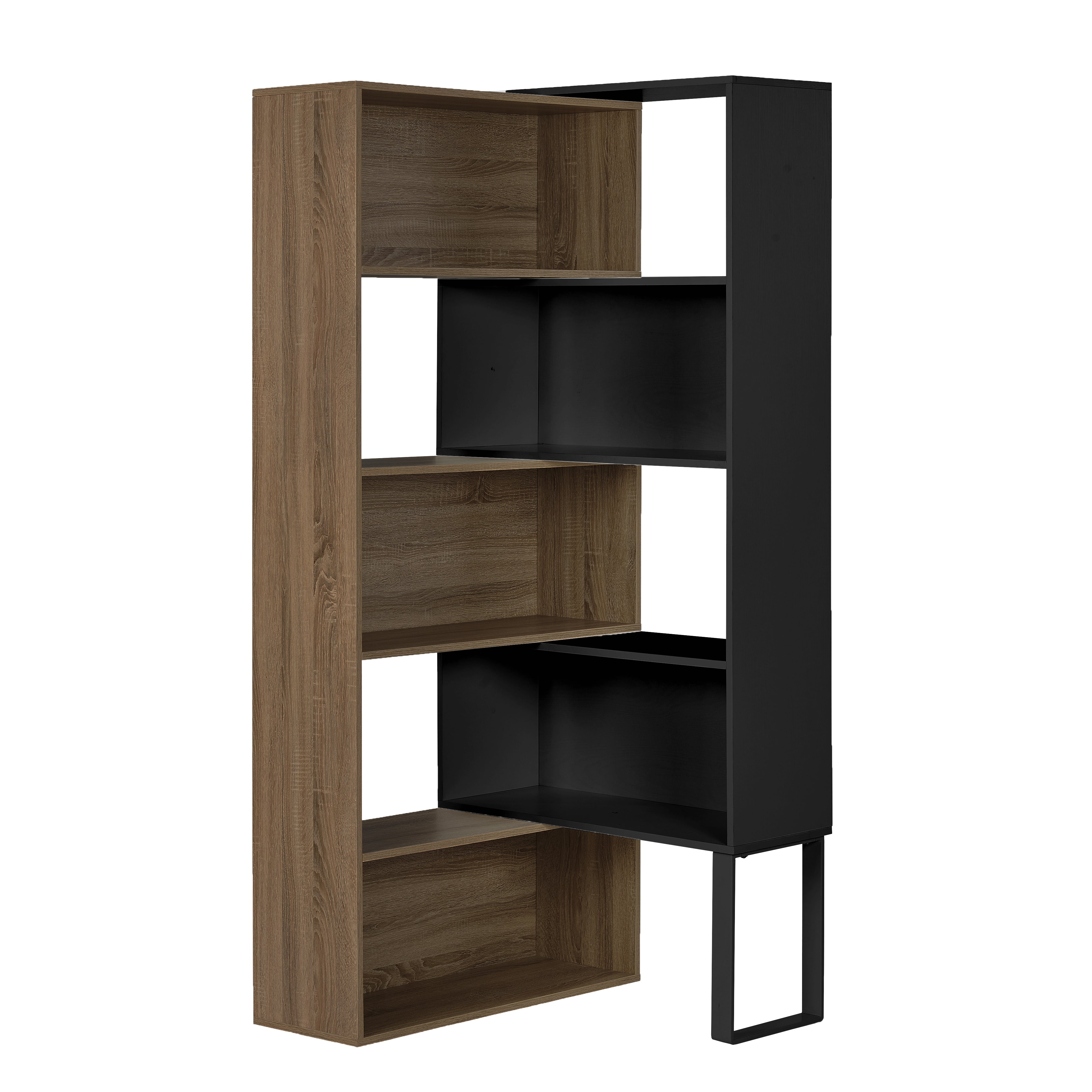 Criterion 180cm Dark Oak Black Accord Bookcase - Stylish Storage for Living Room, Office & Home Library