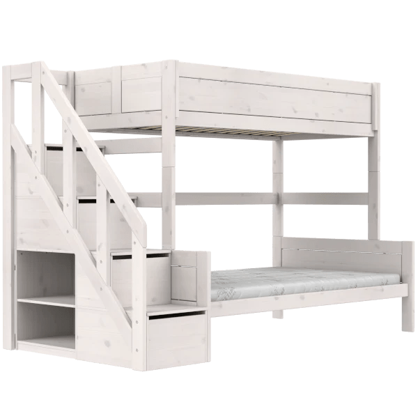 Sturdy Family Bunk Bed with Staircase - 90x200cm & 120x200cm Sizes - Perfect for Kids' Bedrooms, Guest Rooms & Small Spaces
