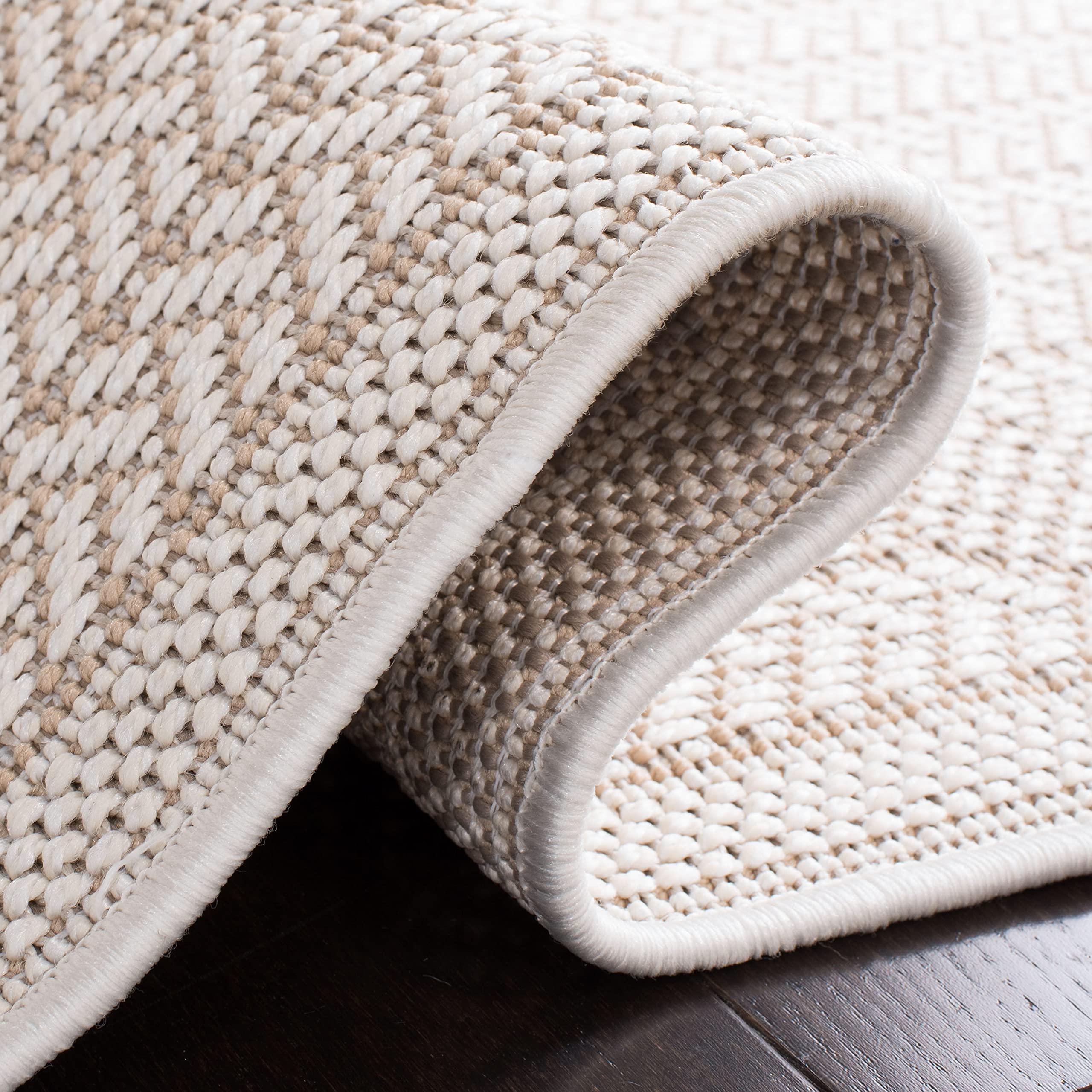 SAFAVIEH Bermuda Collection 8' x 8' Square Cream & Beige Area Rug - Non-Shedding, Machine Washable Indoor/Outdoor Rug for Easy Care - Perfect for Living Room, Bedroom, Patio, Backyard & Mudroom (BMU811A)