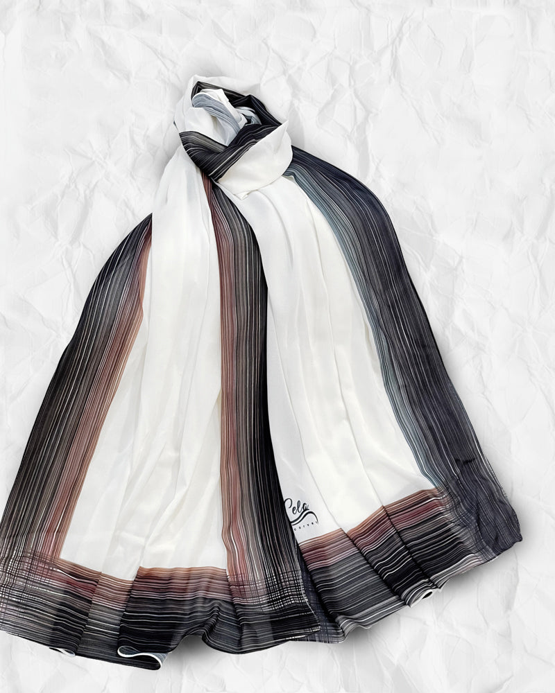 Stylish Contrast Border Chiffon Printed Hijab Scarf FM06 - Perfect for Daily Wear, Work & Special Occasions