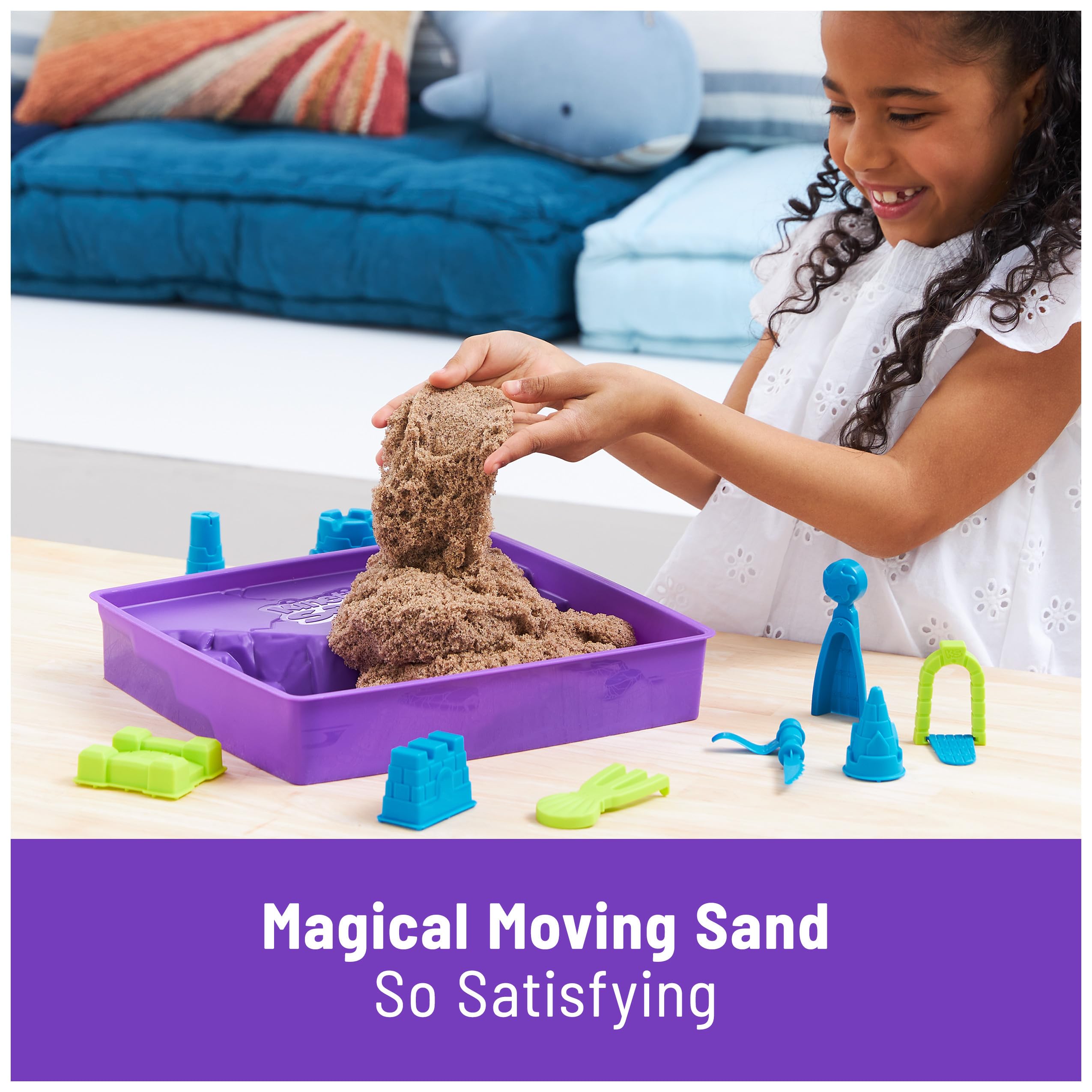 Kinetic Sand Deluxe Beach Castle Playset - 2.5lbs Sensory Sand with Molds & Tools for Kids Ages 5+ | Fun Indoor & Outdoor Creative Play, Stress Relief, Birthday Gift Idea
