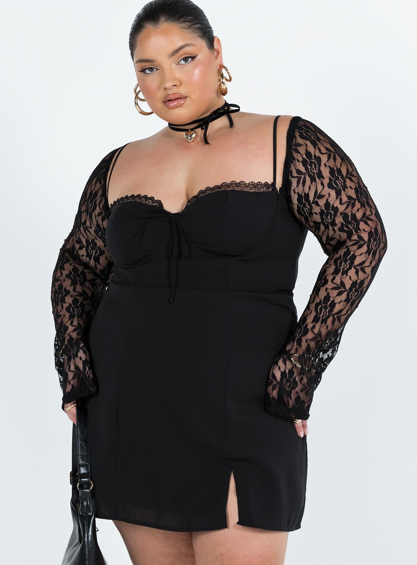 Elegant Ashwood Black Lace Sleeve Mini Dress for Women - Perfect for Date Night, Cocktail Parties & Special Occasions