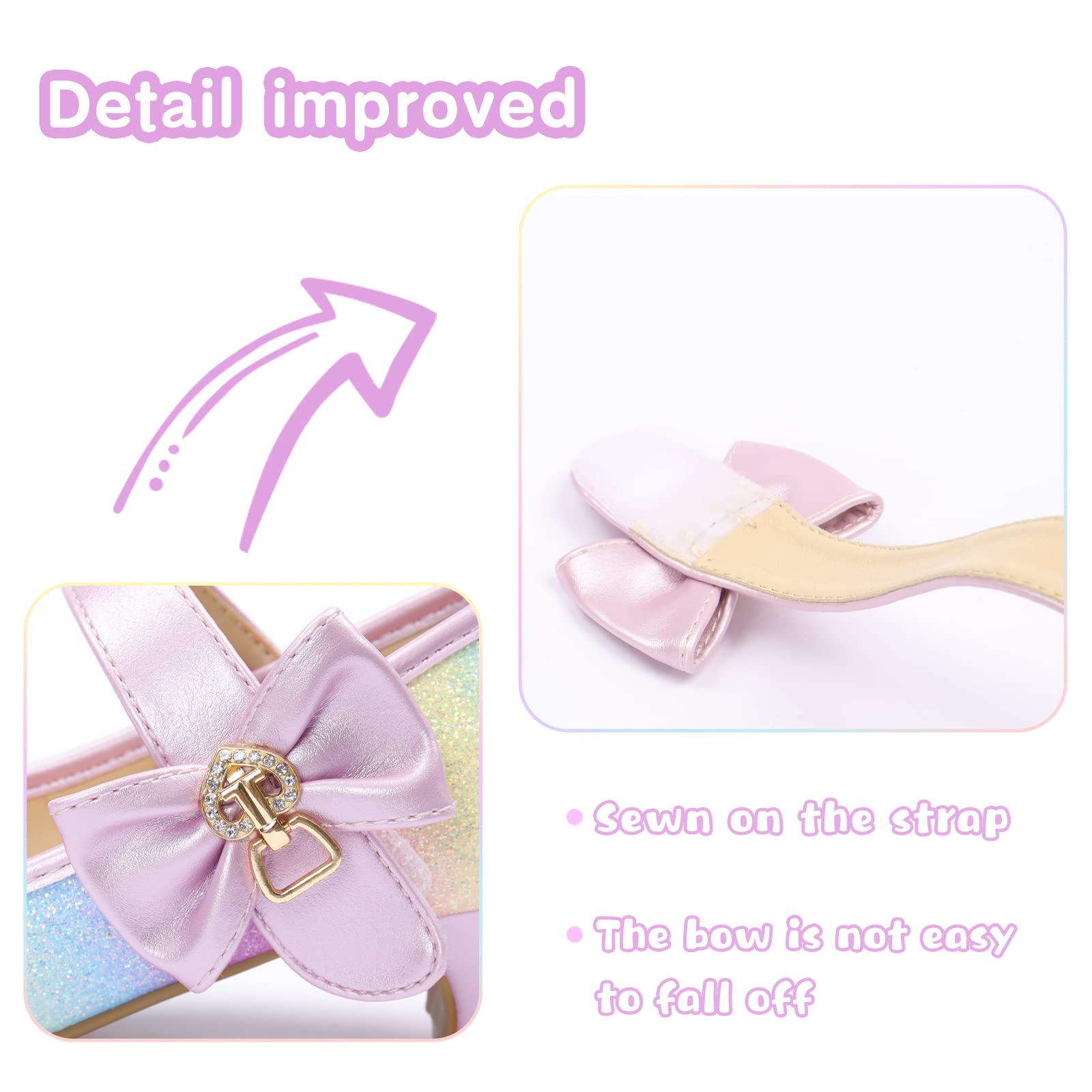 ADAMUMU Girls Low Heel Dress Shoes for Wedding - PU Leather Comfortable Party Shoes for Little Big Kids - Perfect for Bridesmaids, Flower Girls & Special Occasions
