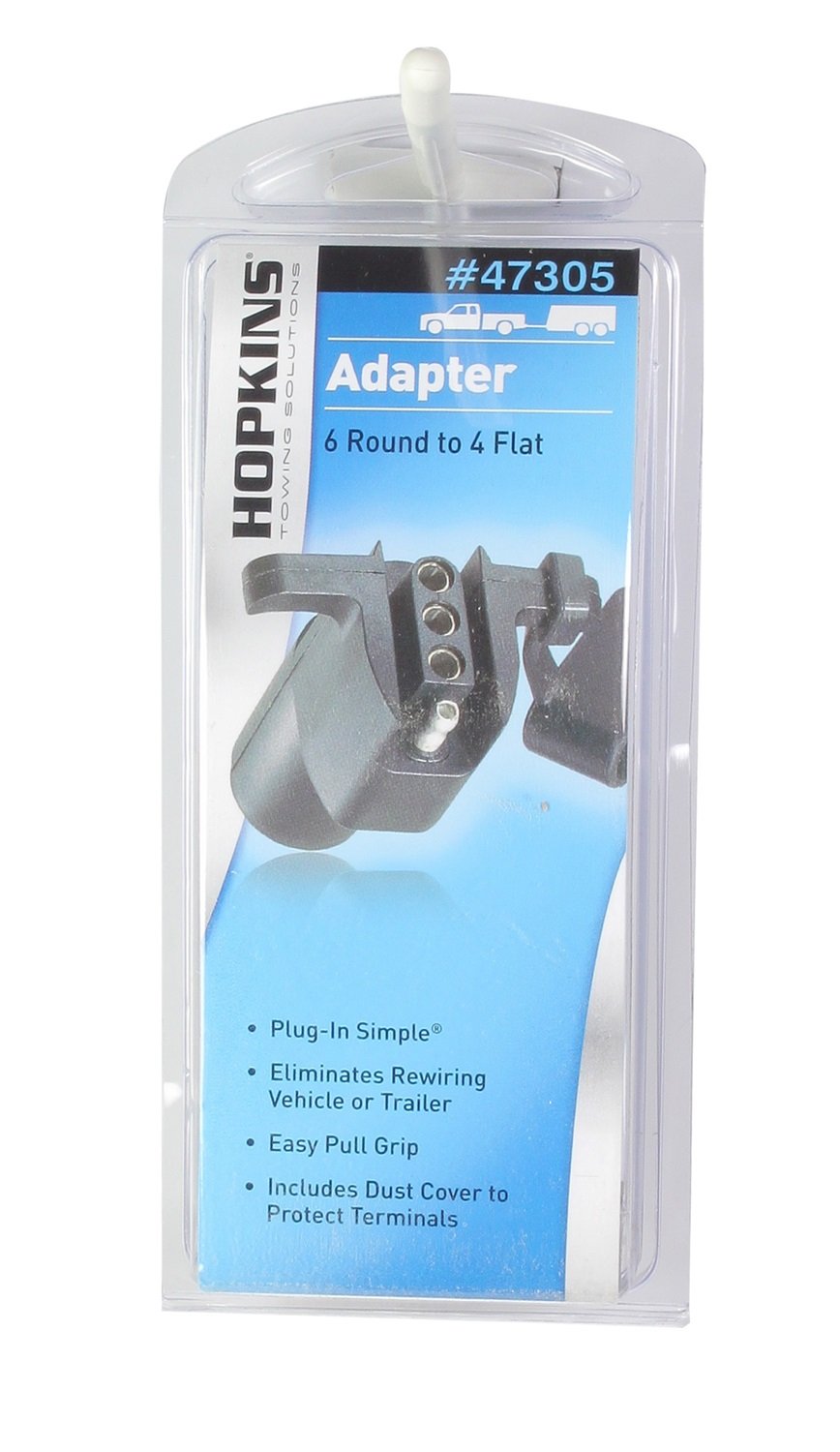 Hopkins 47305 4-Wire Flat Trailer Wiring Adapter - Compatible with 4-Way Flat Connectors for Easy Trailer Light Installation | Perfect for Towing Trailers, Boats & Utility Vehicles