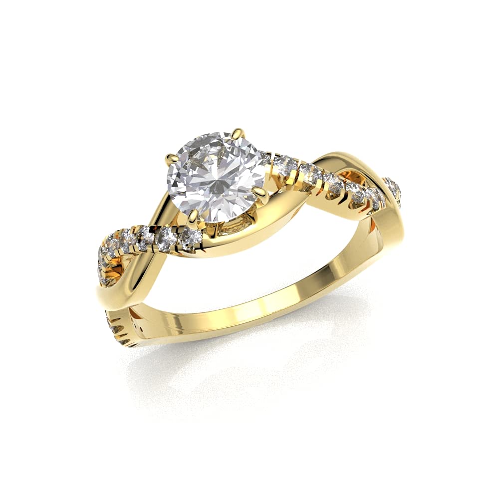 0.70ct Certified Solitaire Diamond Engagement Ring in 14K White Gold - 0.55ct Center Stone, Split Shank Setting, Infinity Wedding Band for Women (Color HI, Clarity I1/I2) - Perfect for Proposals, Anniversaries & Romantic Occasions