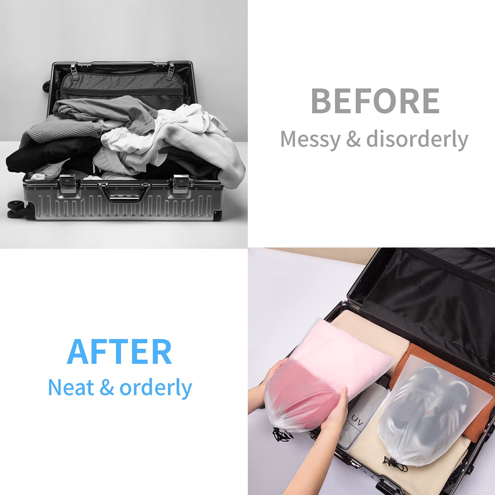 Vorspack 13-Pack Clear Shoe Bags for Travel - Large Transparent Shoe Organizers with Drawstring for Men & Women - Perfect for Gym, Airplane & Closet Storage