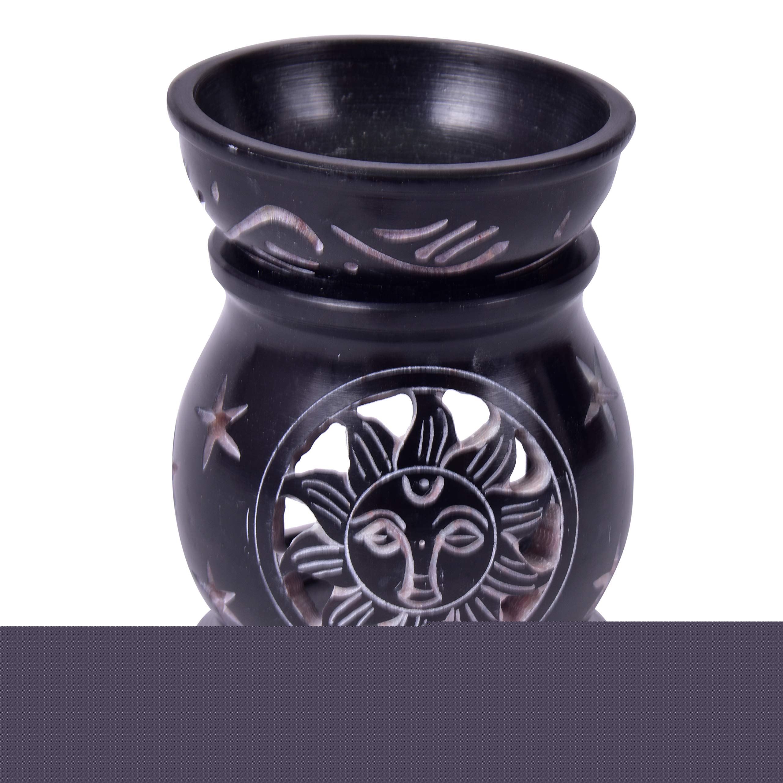 Handmade Decorative Carved Tealight Holder - Resin Incense Burner with Soapstone Motif Lantern for Home Decor, Meditation & Romantic Ambiance