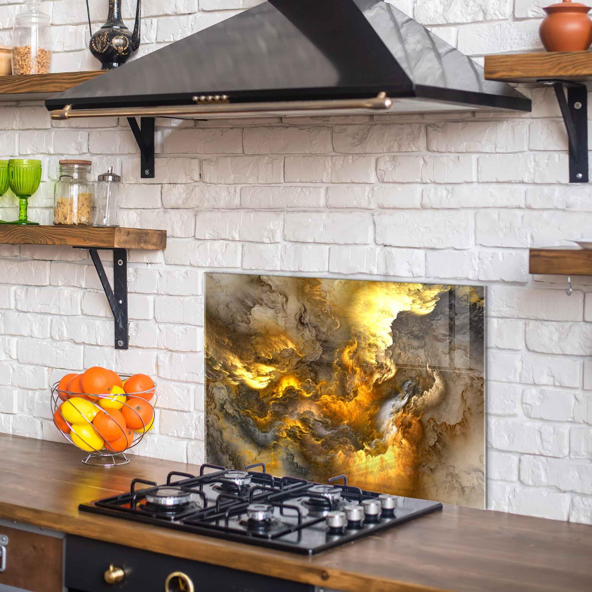Tempered Glass Kitchen Backsplash - 30x20 Inch Stove Splash Guard, Heat Resistant Splashback Tile for Sink & Countertop - Easy to Clean Wall Decor for Modern Home Kitchen Protection