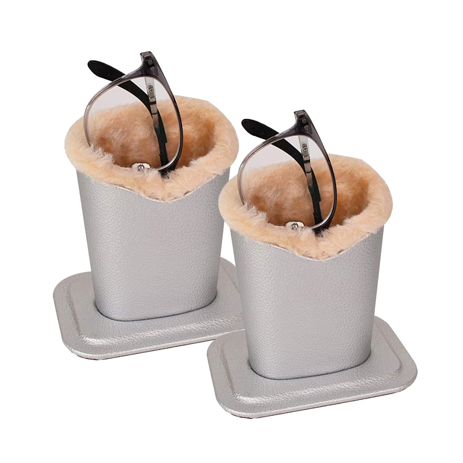TECKE 2 Pack Plush Lined Eyeglass Holder Stand - Soft Protective Glasses Case for Desk & Nightstand - Perfect for Home, Office, and Travel Organization