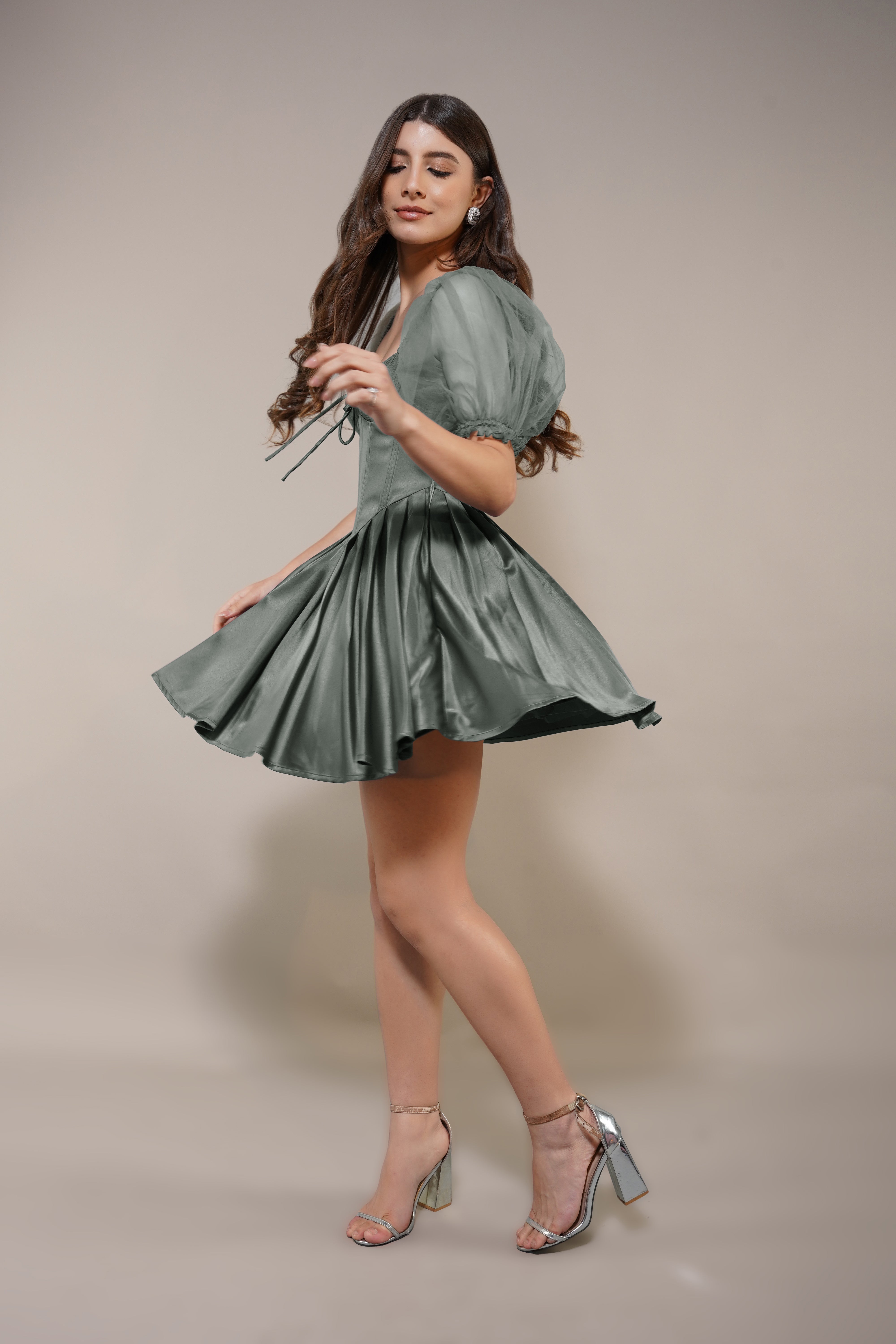 Keila Mini Dress in Green Grey - Stylish & Comfortable Summer Dress for Women | Perfect for Casual Outings, Beach Vacations & Date Nights