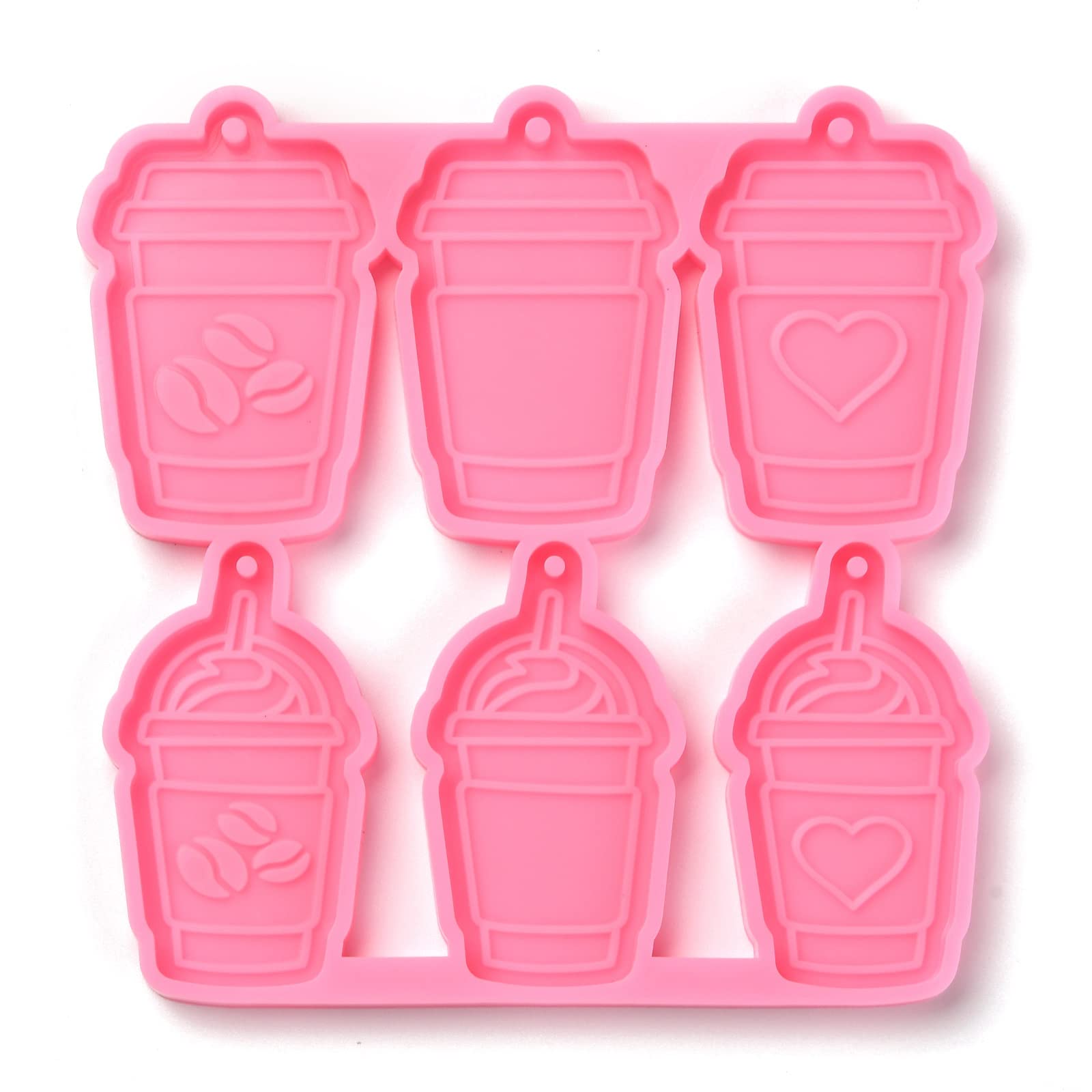 Beadthoven DIY Earrings Pendant Silicone Resin Molds Set of 5 - Coffee Cup Keychain Jewelry Pendants Molds for Epoxy Resin Casting - Perfect for DIY Craft Resin Jewelry Making at Home or Gifts