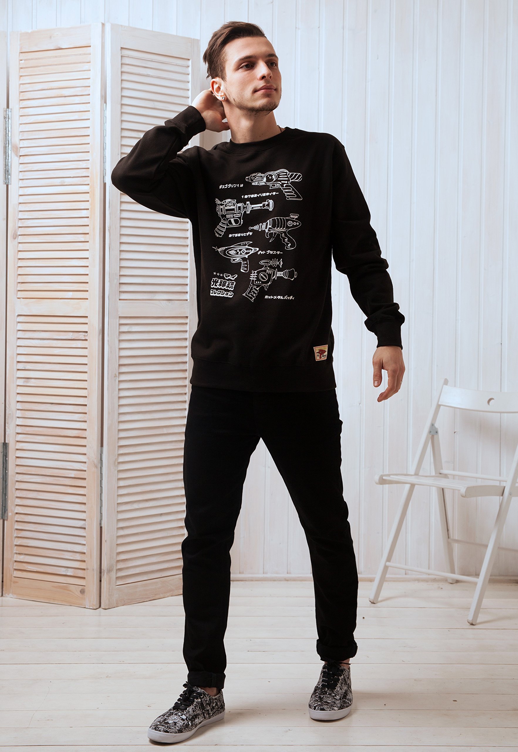 Japanese Kawaii Retro Ray Guns Printed Sweatshirt - Blaster Laser Gun Graphic Pullover Jumper - Cute Anime Streetwear for Casual Outfits & Cosplay
