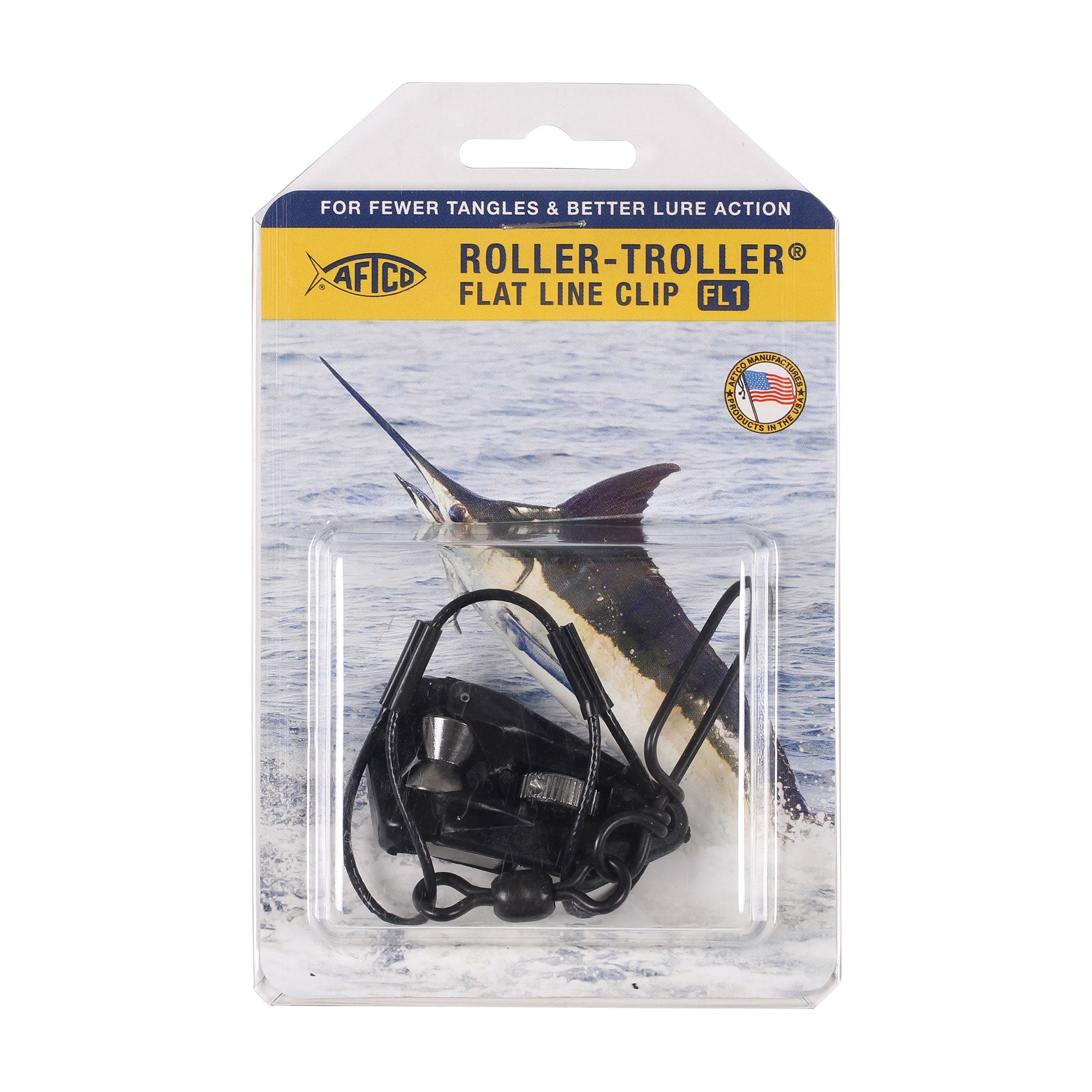 AFTCO Roller Troller Flat Line Clip - Saltwater Fishing Leader Line Holder for Trolling, Offshore & Big Game Fishing | Durable Marine-Grade Stainless Steel Design