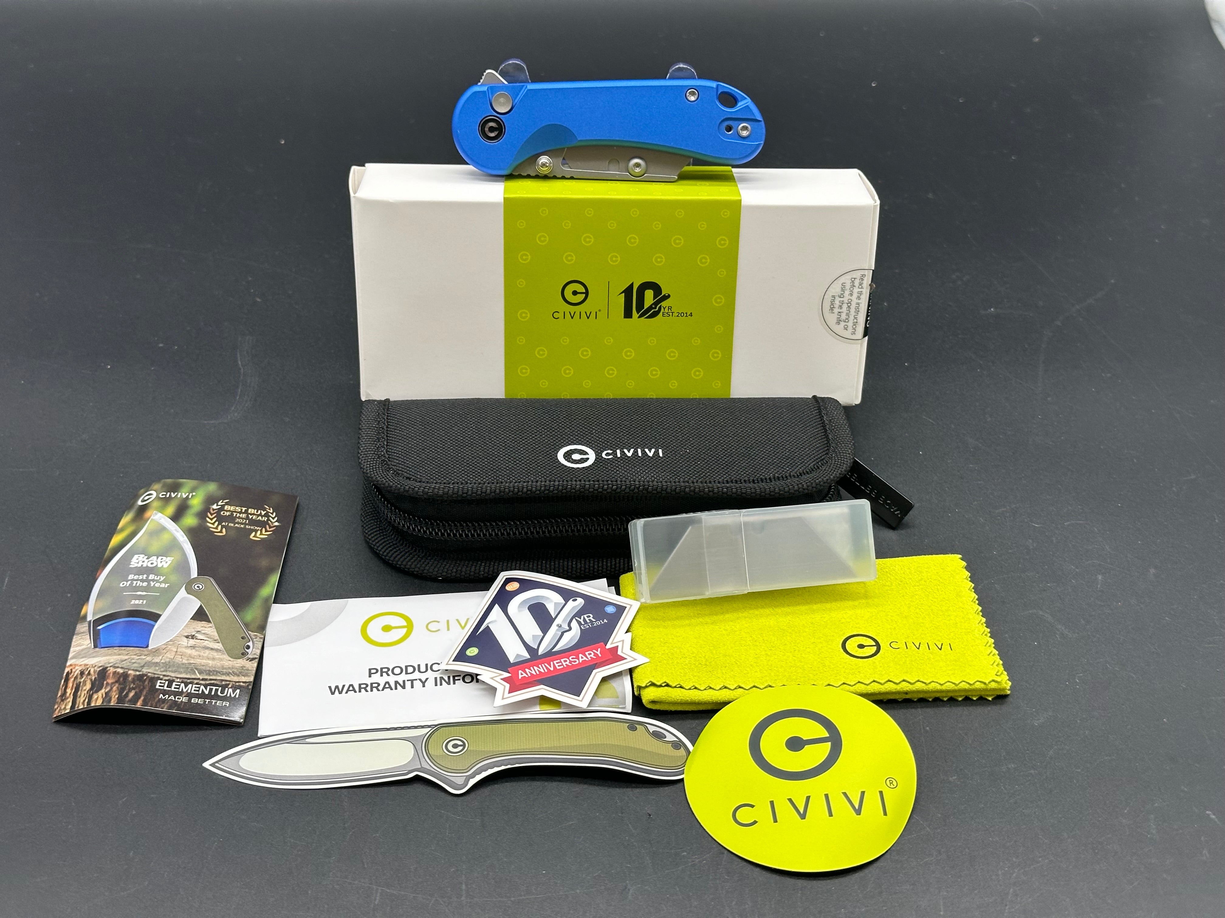 CIVIVI Elementum Folding Knife - Blue Aluminum Handle, 6CR13 Stainless Steel Blade - EDC Pocket Knife for Camping, Hiking & Outdoor Adventures