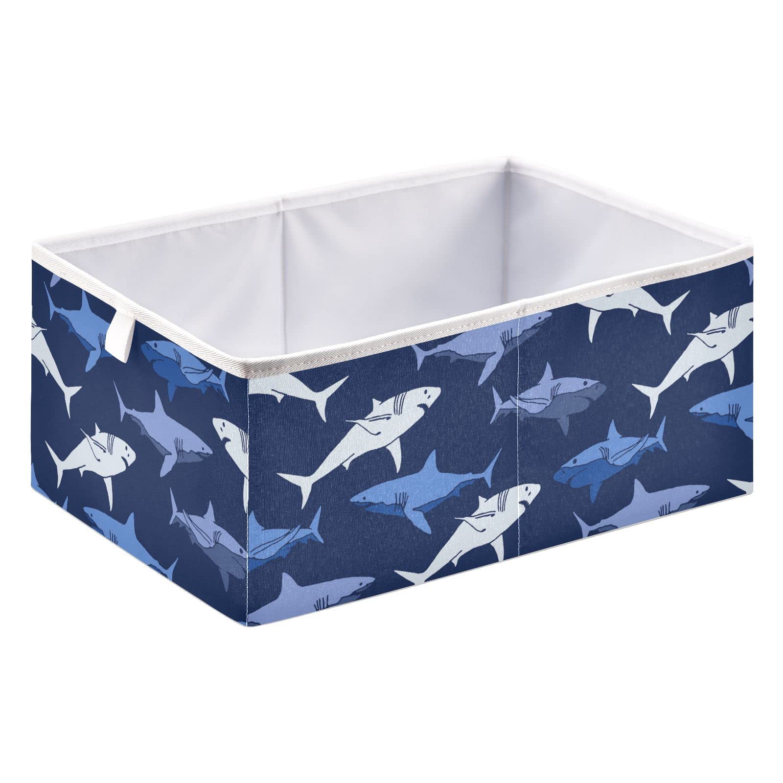 Foldable Waterproof Storage Cube Bin - Abstract Shark Design for Nursery, Kids Closet, Playroom & Office Organization (15.75x10.63x6.96 inches) - Perfect for Toys, Books & Home Decor Storage