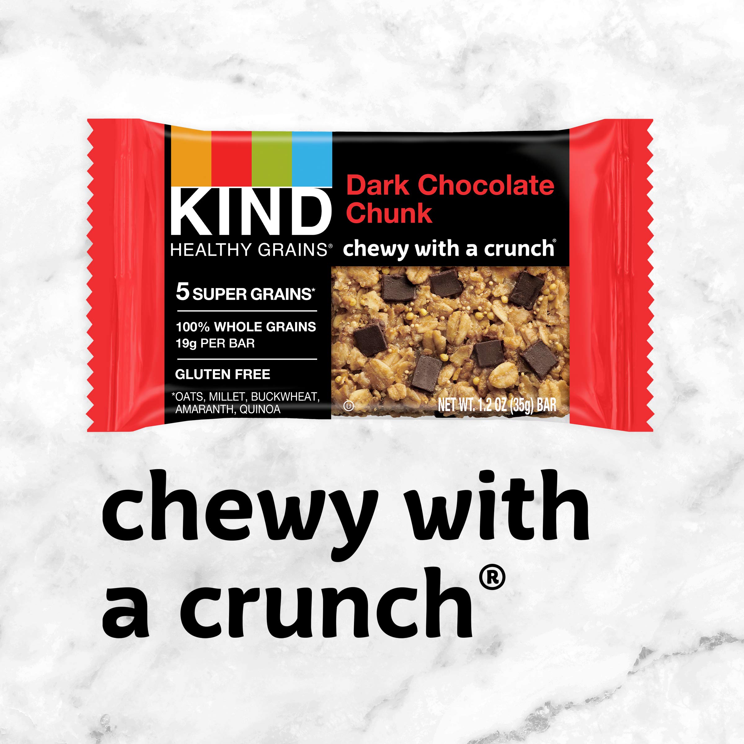 KIND Healthy Grains Dark Chocolate Chunk Bars - Gluten Free Snacks, 1.2 Oz (40 Count) - Perfect for On-the-Go Breakfast, Office Snacks & Healthy Desserts