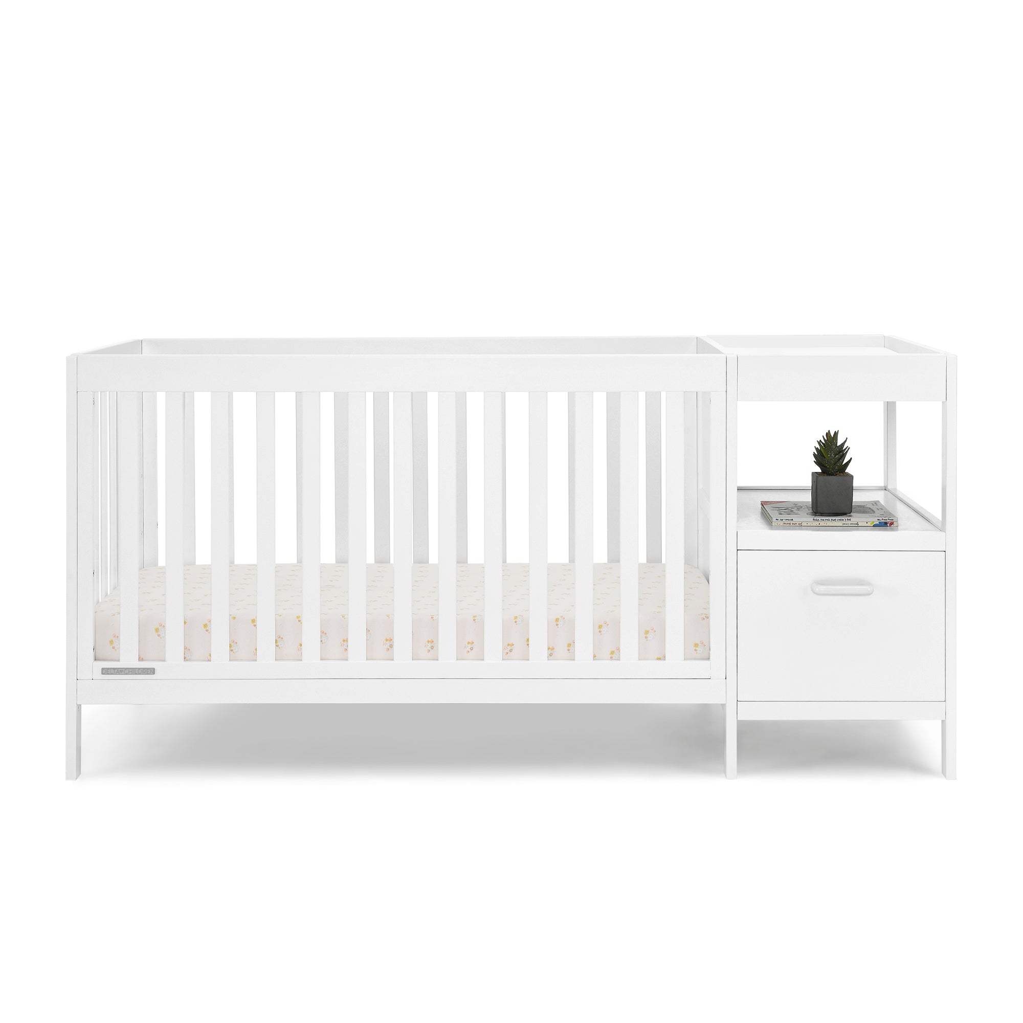 Alice 5-in-1 Convertible Baby Crib with Changing Table - Nursery Furniture for Newborn to Toddler - Perfect for Small Spaces & Modern Nurseries