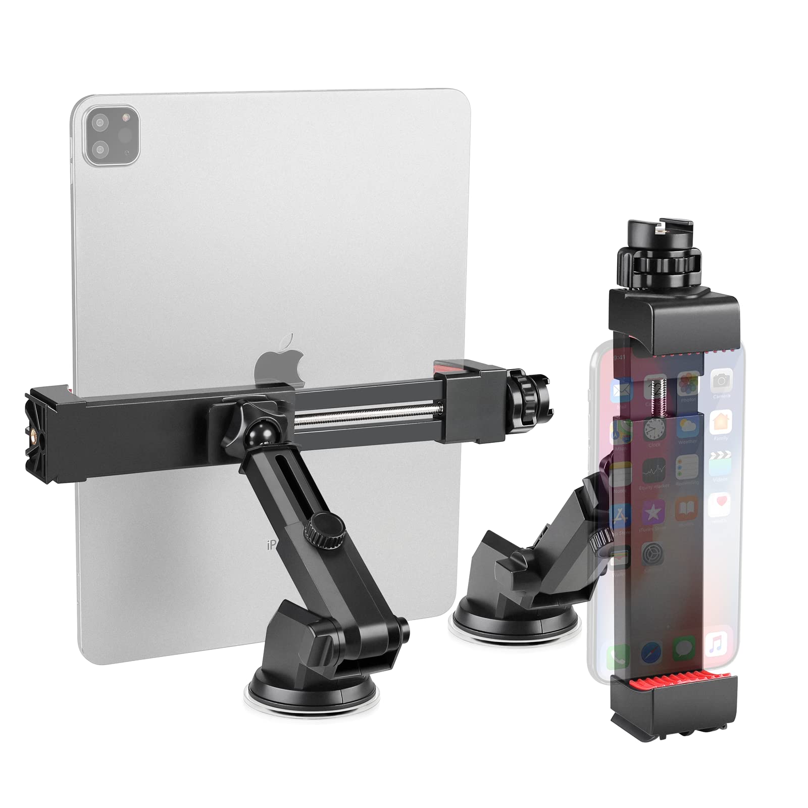 Zeadio Adjustable Long Arm Car Phone Mount Holder - Universal Smartphone & Tablet Tripod Adapter for All Phones, Cars - Perfect for GPS Navigation, Hands-Free Driving & Dashcam Setup