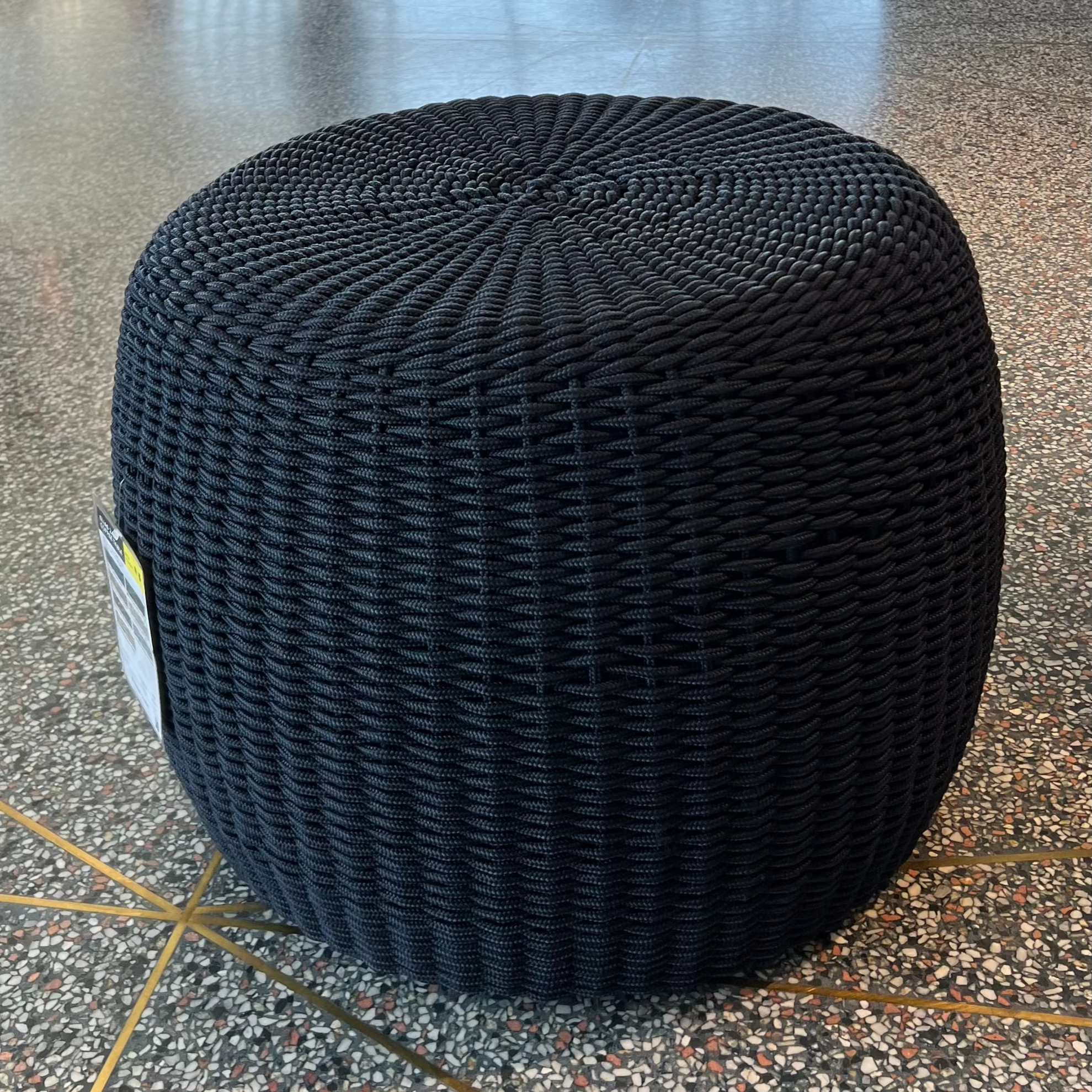 Elias Stool Dark Navy Rope - Modern Woven Rope Bar Stool for Kitchen Island, Patio & Outdoor Dining - Comfortable Counter Height Seat with Sturdy Metal Frame