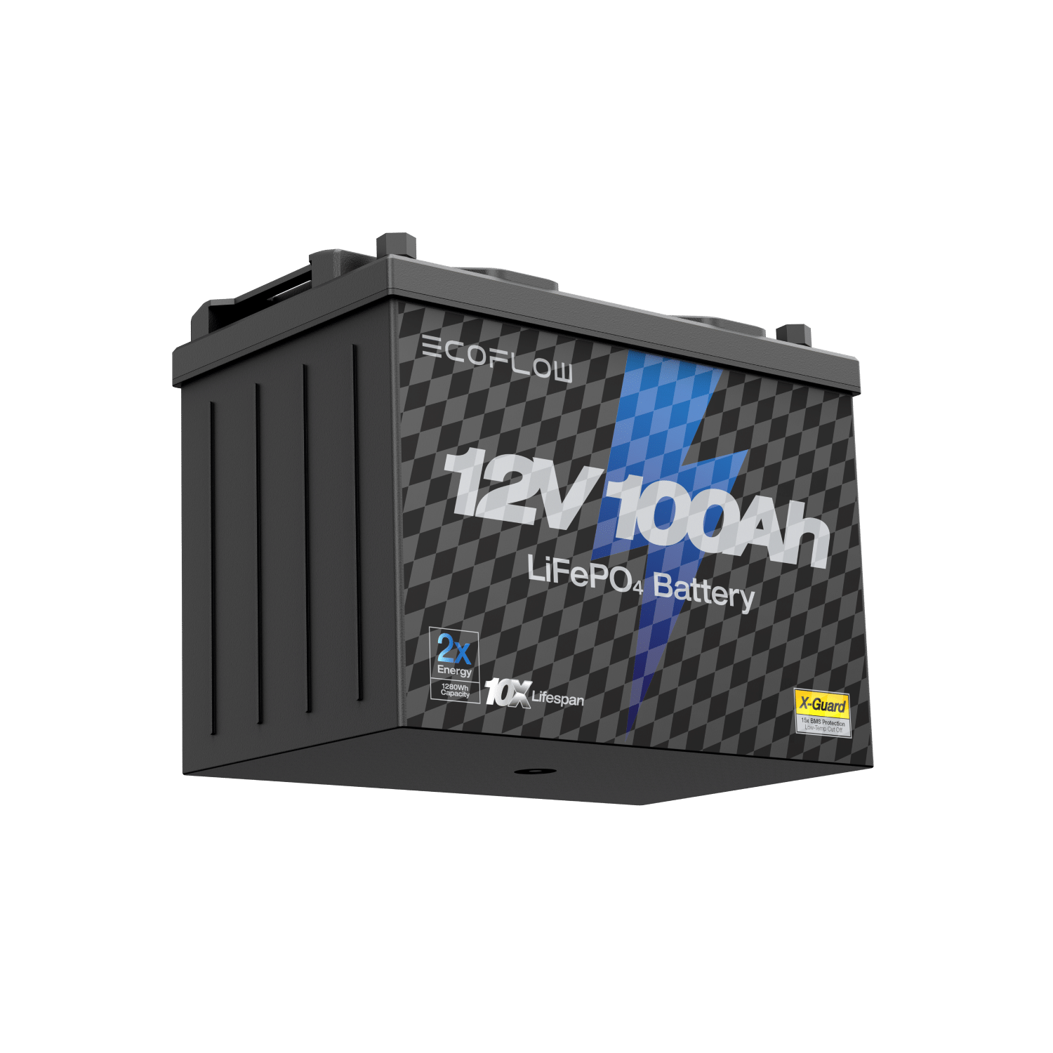 EcoFlow 12V 100Ah LiFePO4 Deep Cycle Lithium Battery for RV, Solar, Marine & Off-Grid Power - Long Lasting Rechargeable Battery for Camping, Boating & Emergency Backup