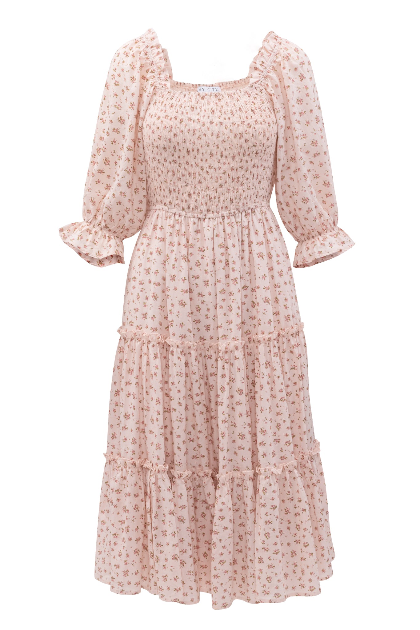 Madeline Dress In Pink - Elegant Floral Summer Dress for Women | Perfect for Weddings, Parties & Casual Outings