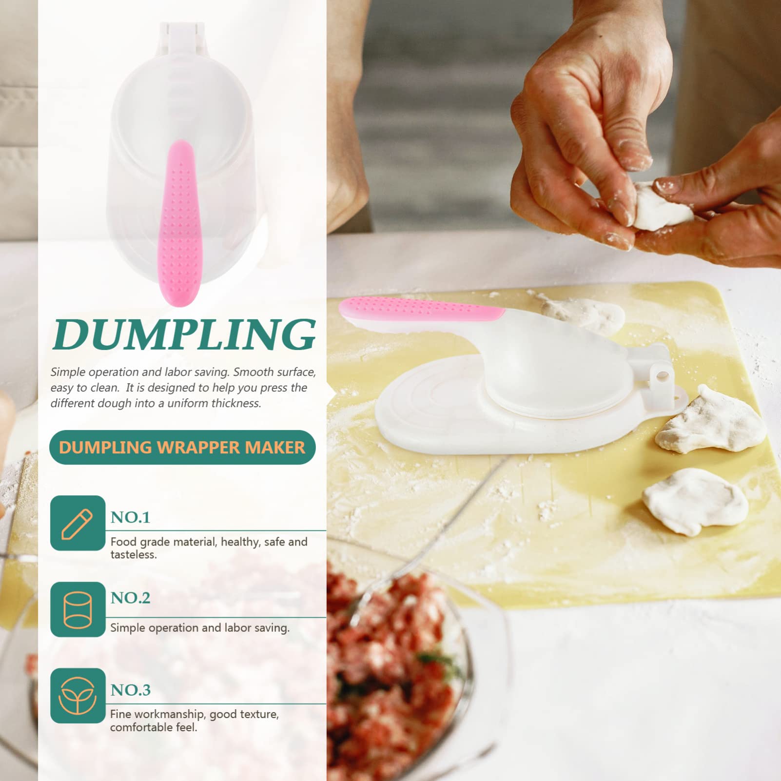 Premium Hemoton Dumpling Skin Maker & Dough Press - Multi-Functional Ravioli, Empanada, Tortilla & Tofu Press - Perfect Pasta Maker Machine for Homemade Dumplings, Wontons & More | Ideal Kitchen Accessory for Italian, Asian & Mexican Cuisine
