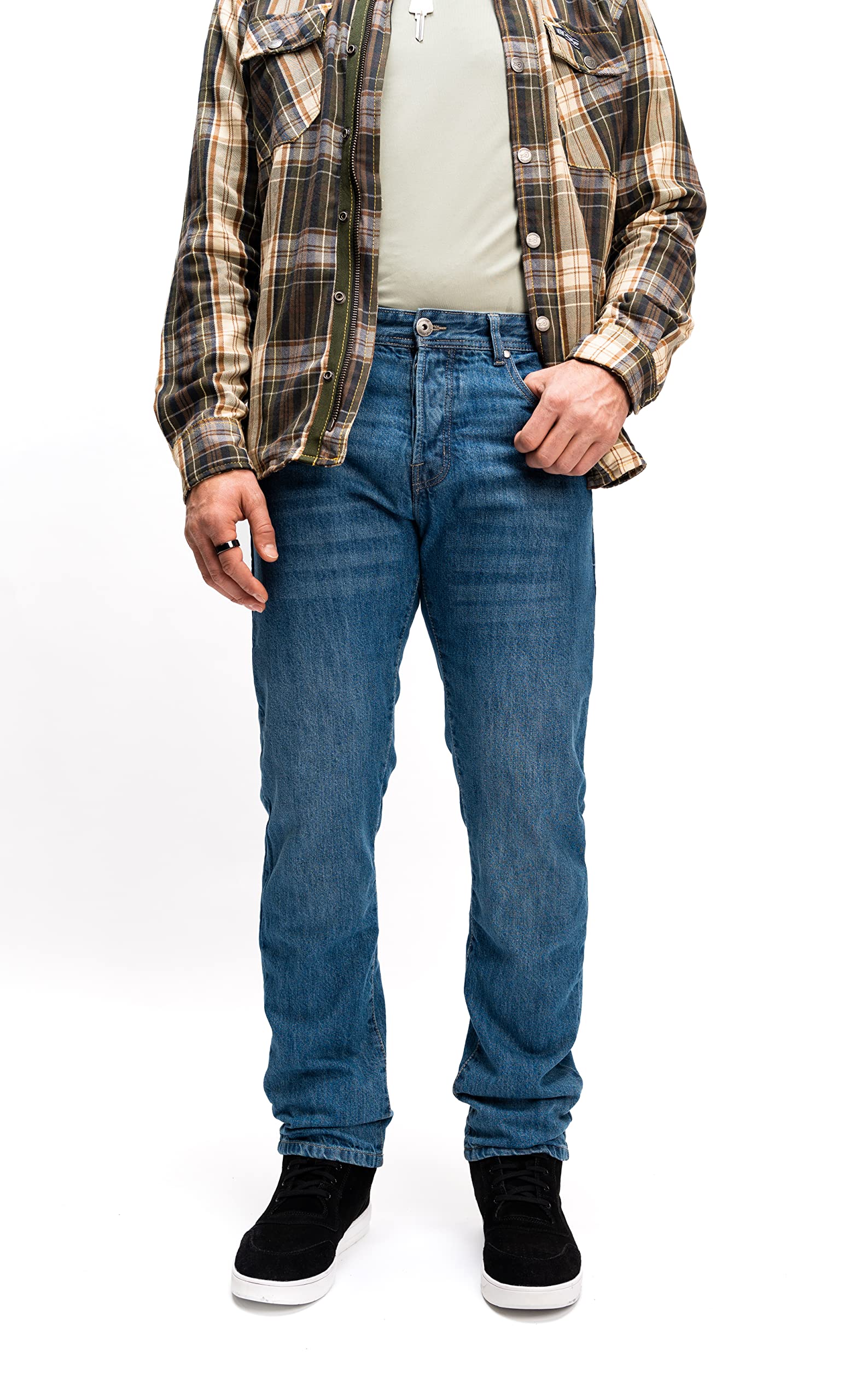 Men's CE Armor Motorcycle Jeans with 8000D Mil-Spec Protection & 40% Dupont Kevlar - Relaxed Fit for Comfortable Riding & Urban Commuting