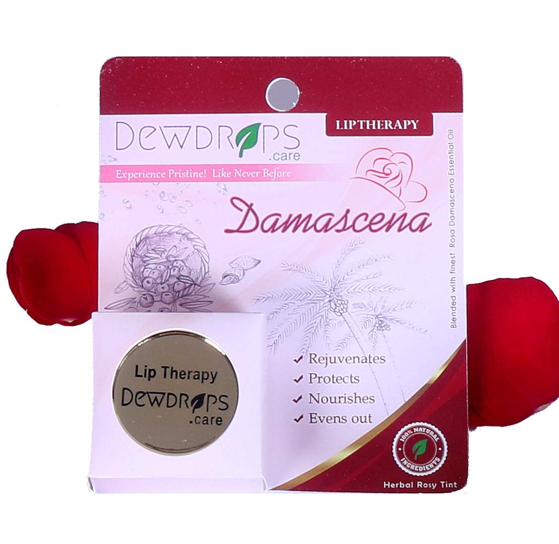 Dewdrops Naturalcare Rose Essential Oil Tinted Lip Balm - Hydrating & Nourishing for Dry Lips - Perfect for Daily Use, Makeup, and On-the-Go Care