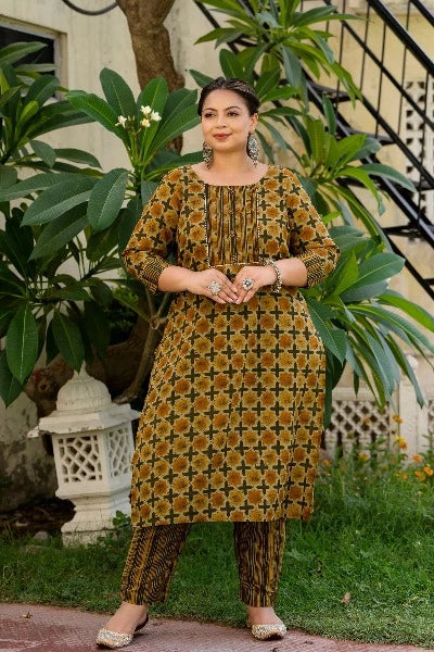 Stylish Plus Size Brown & Green Ready-Made Salwar Suit for Women – Perfect for Festivals, Weddings & Special Occasions