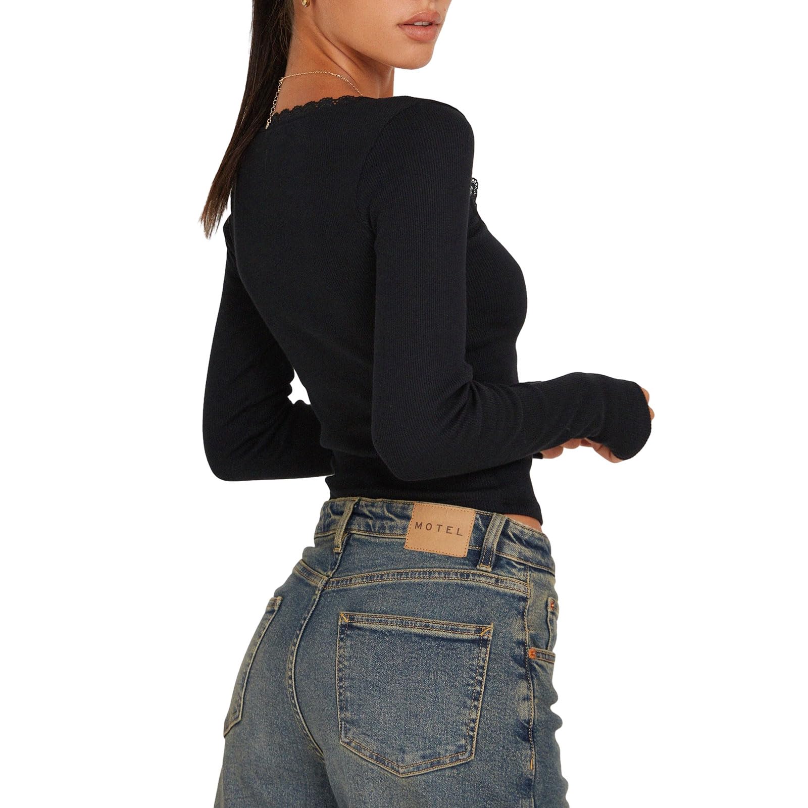 Women's Slim Fit Long Sleeve Crop Top - Solid Color Basic Y2K Tight Tee Shirt for Party, Club & Casual Outfits