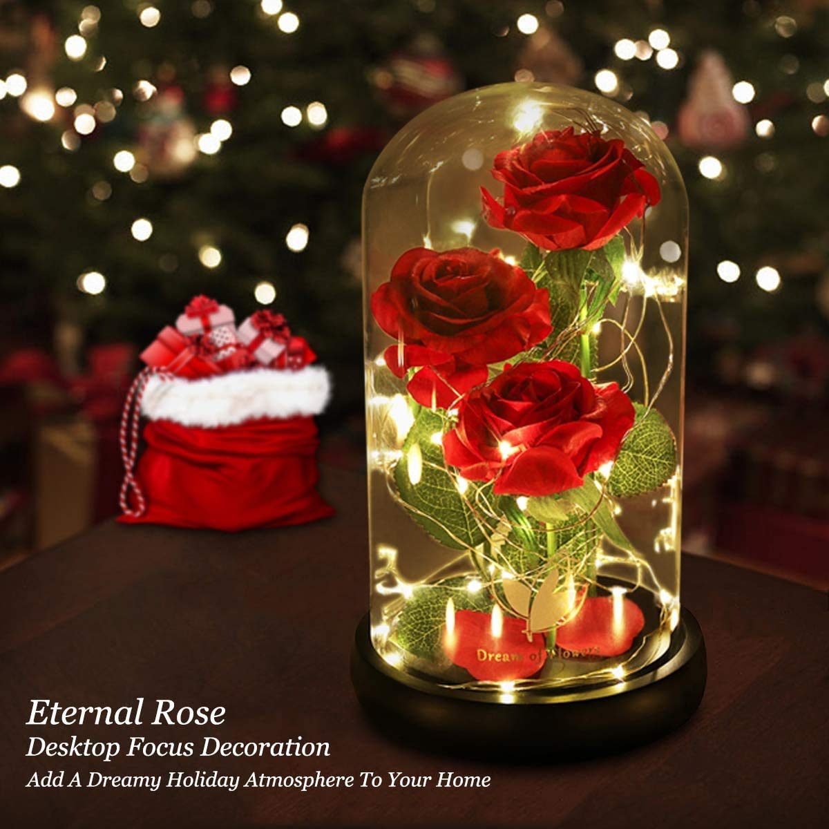 Enchanted Beauty and The Beast Rose - Elegant Light Up Glass Dome Rose for Valentine's Day, Mother's Day & Birthday Gifts - Perfect Romantic Present for Wife, Girlfriend, Mom & Women | Home Decor, Wedding Centerpiece, Anniversary Keepsake