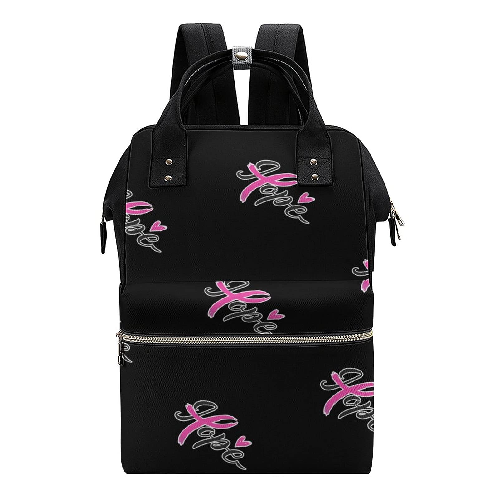 FunnyStar Hope Breast Cancer Awareness Laptop Backpack for Women - Travel Nurse Shoulder Bag, Casual Mommy Daypack (Black, One Size) - Perfect for Work, School & Travel