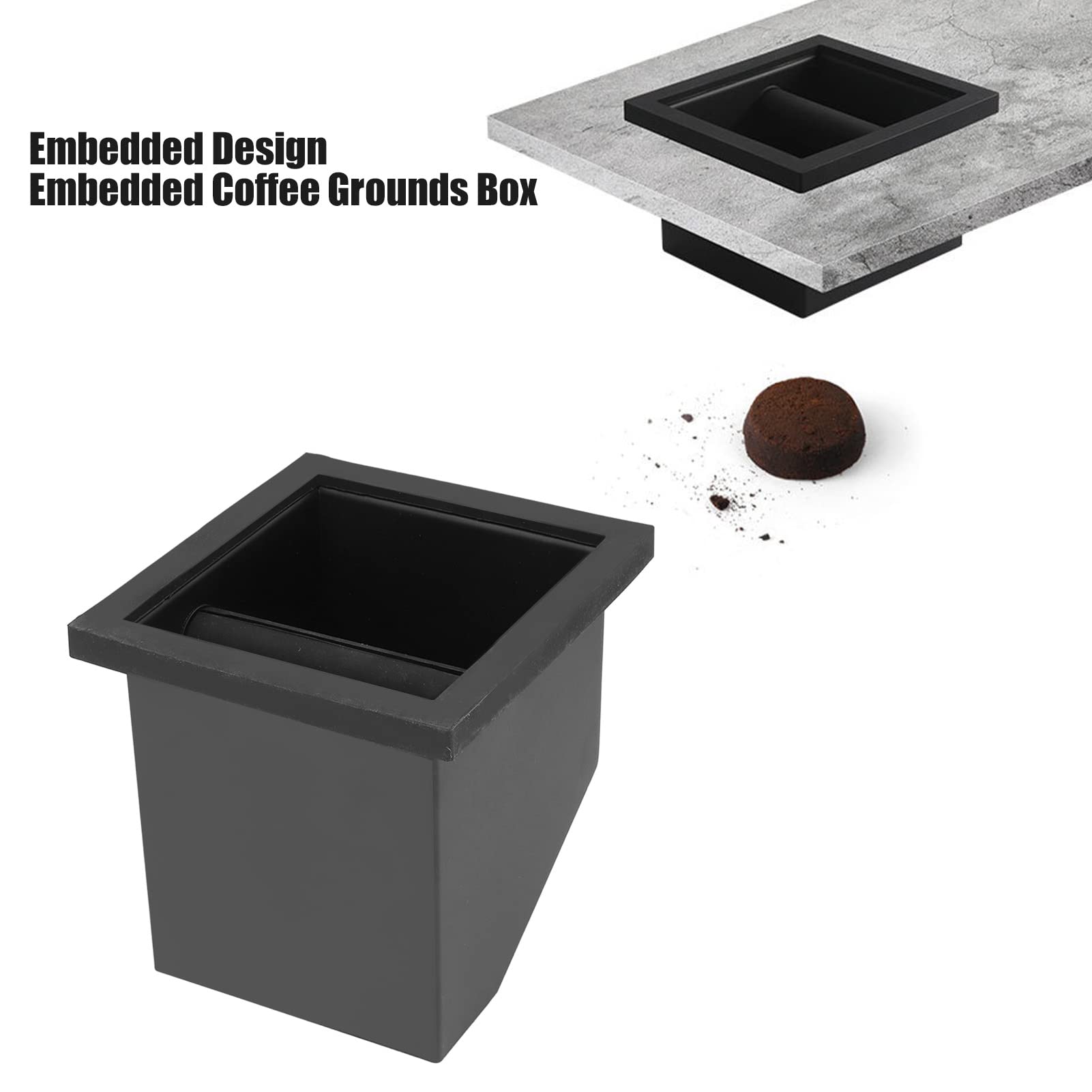 Premium Stainless Steel Coffee Knock Box with Oblique Mouth Design - Barista-Grade Grounds Disposal Bin with Non-Slip Rubber Base | Perfect for Home Espresso Stations & Professional Coffee Shops
