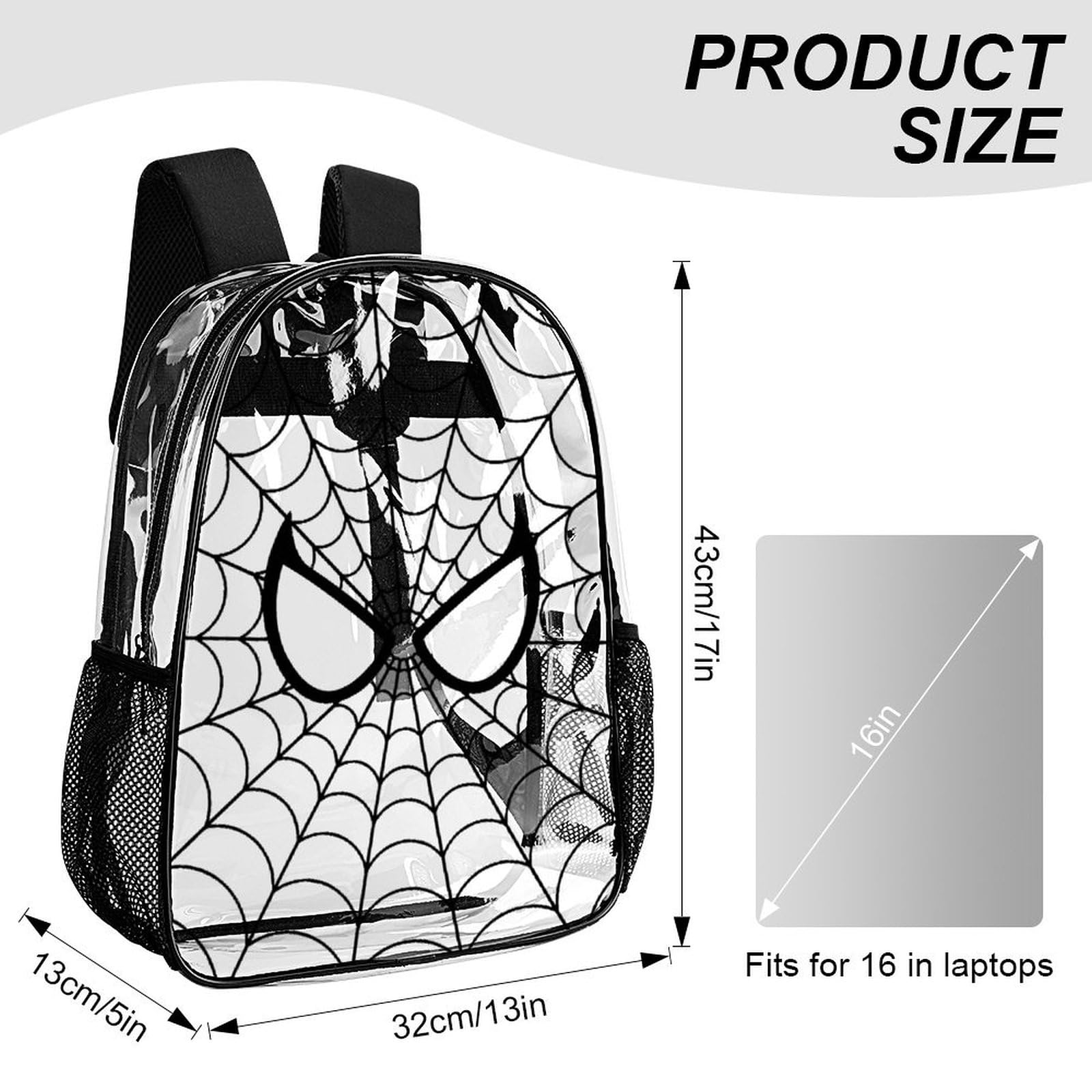 17IN Clear Backpack - See Through PVC Transparent Heavy Duty Waterproof Daypack with Reinforced Straps (Black) | Perfect for School, Travel, Concerts & Stadium Security