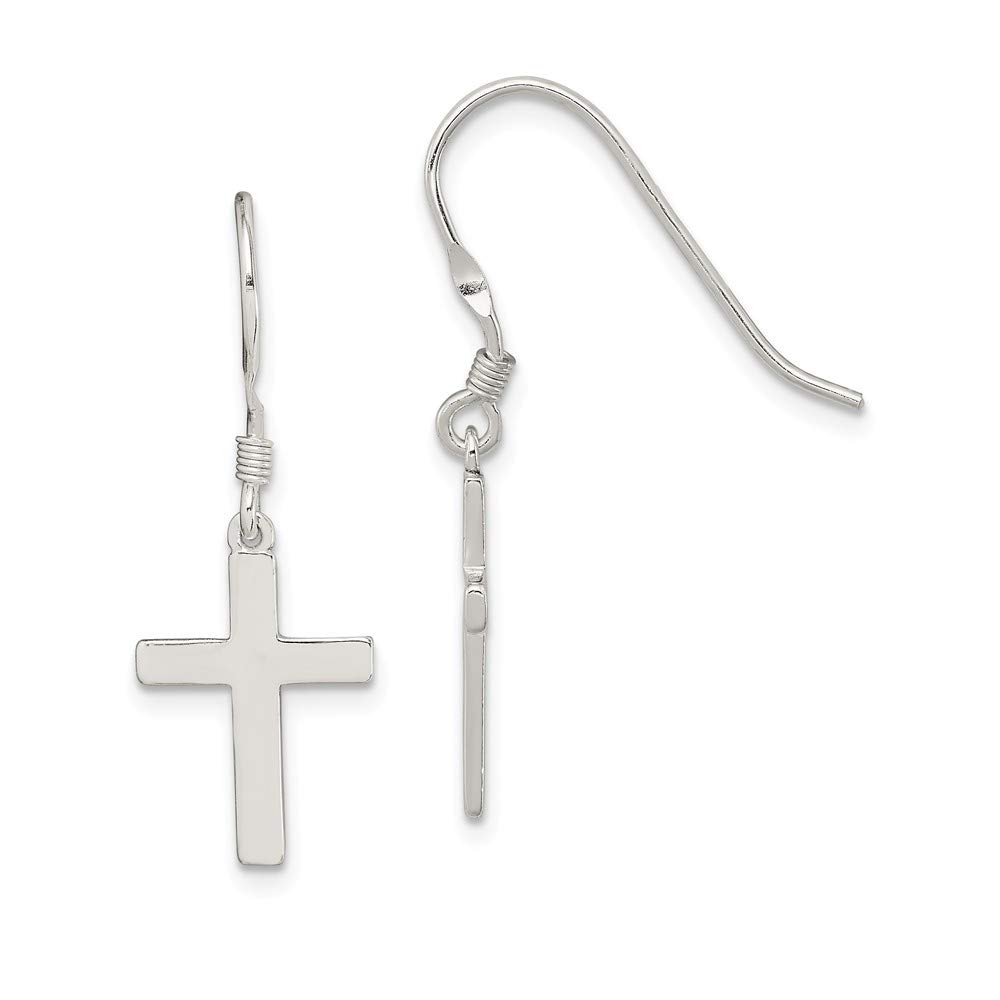 Sterling Silver Polished Cross Dangle Earrings for Women - Elegant Religious Jewelry Gift for Church, Wedding & Everyday Wear