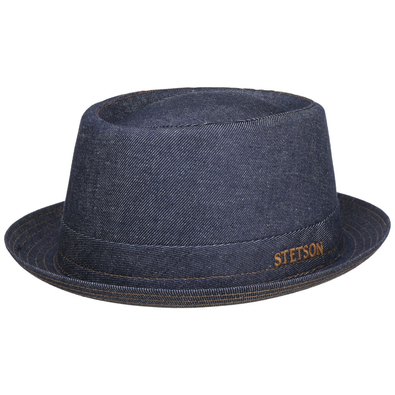 Stetson Danvick Denim Pork Pie Hat for Men - Vintage Style Western Cowboy Hat for Outdoor, Music Festivals & Casual Wear