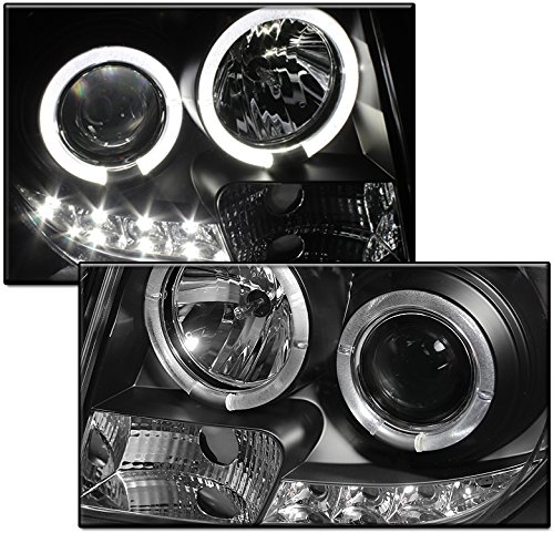 Halo LED DRL Projector Headlights - Black - Compatible with 2008-2012 Ford Escape - Upgrade Your Night Driving Safety & Style