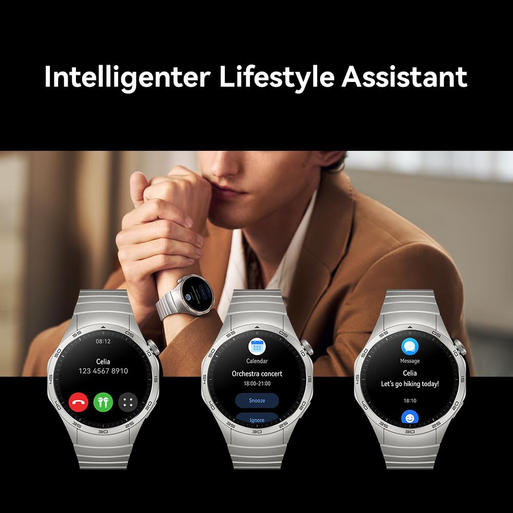 HUAWEI WATCH GT 4 Women's Smart Watch - 7-Day Battery Life, Fitness Tracker for iOS & Android - 24/7 Health Monitoring with Women's Health Features - White Leather Strap for Workouts, Office & Daily Wear