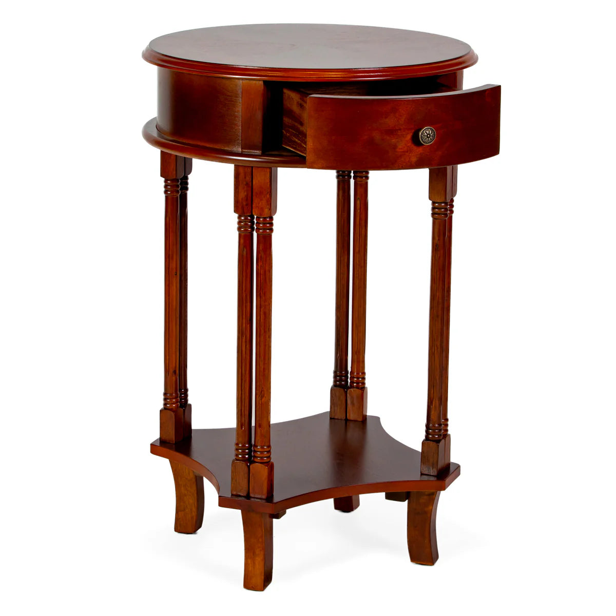 Round Accent Table with Cherry Finish - Solid Wood Side Table by All Things Cedar - Perfect for Living Room, Bedroom, or Entryway Decor