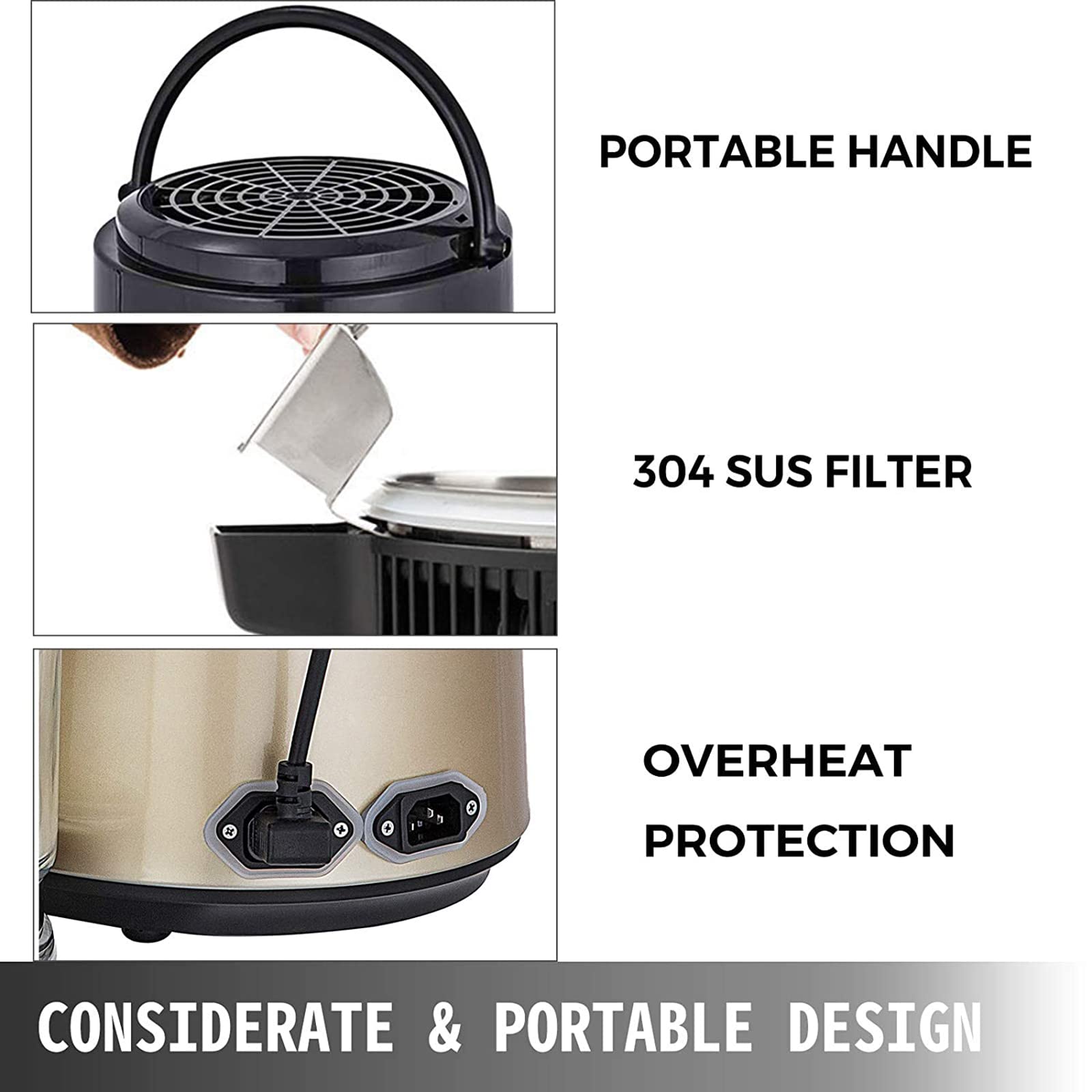 **1.1 Gal/4L Countertop Water Distiller - 750W Stainless Steel Purifier with Food-Grade Glass Container & Handle | Pure Water for Home, Office & Emergency Preparedness**
