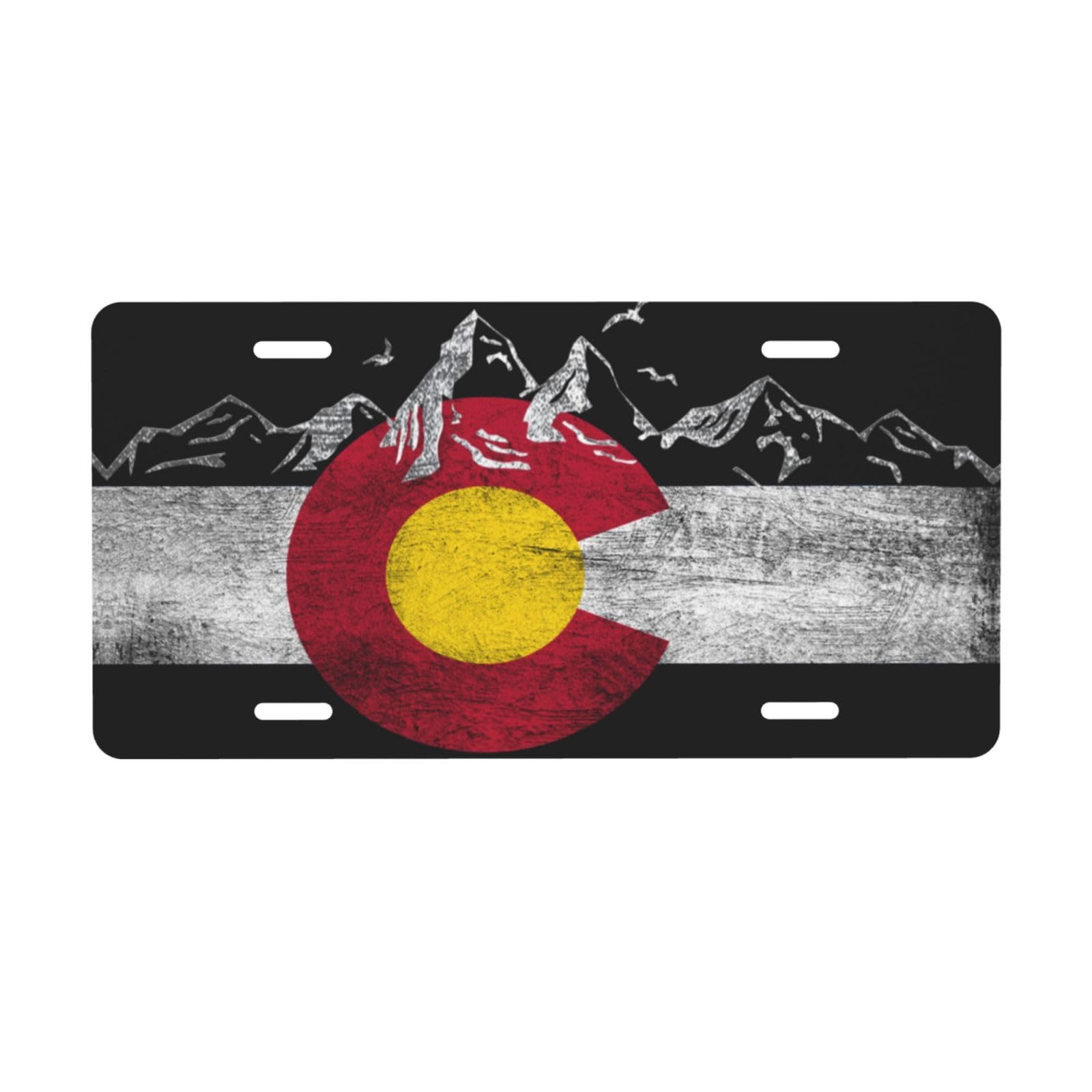 Vintage Colorado Flag Mountain Aluminum License Plate - 6x12 Inch Decorative Metal Car Front Tag with 4 Holes - Perfect for Cars, Trucks, Motorcycles & Home Wall Decor
