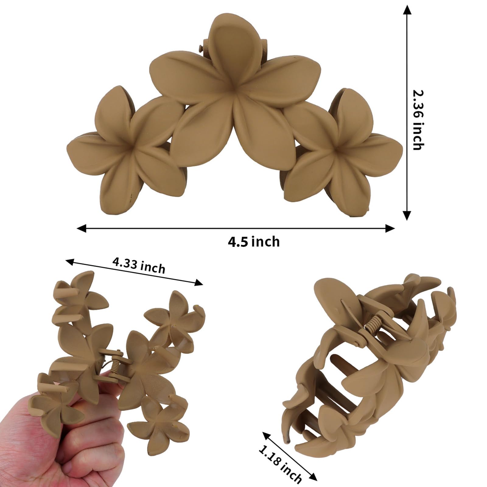 Ondder Large Matte Claw Hair Clips for Women - 4.5 Inch Non-Slip Strong Hold Hair Clips for Thick Hair, Hair Accessories - Perfect for Updos, Ponytails and Everyday Hairstyles