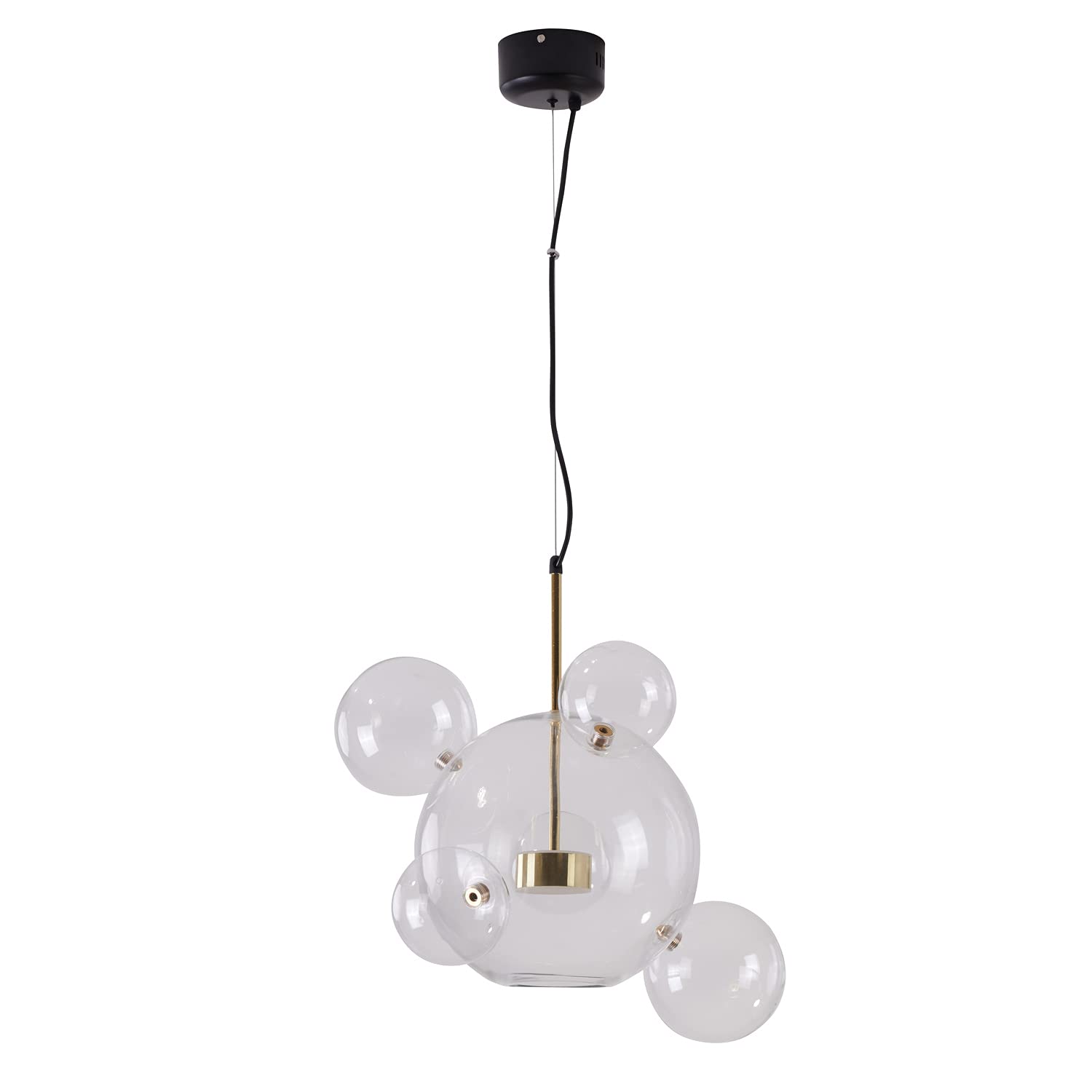 Bethel Clear Bubble Glass LED Chandelier with Gold & Black Hardware - Elegant Lighting Fixture for Dining Room, Living Room, Bedroom & Entryway