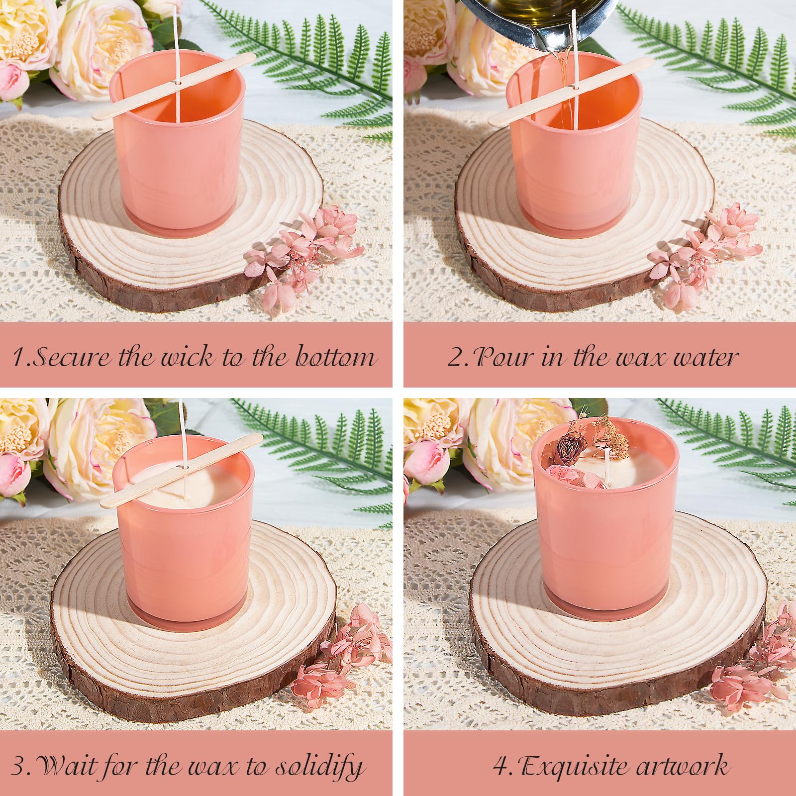 CONNOO 12-Pack 10oz Clear Glass Candle Jars with Airtight Bamboo Lids - DIY Candle Making Supplies, Reusable Containers for Wax Melts, Soap Storage & Home Decor (Dishwasher Safe)