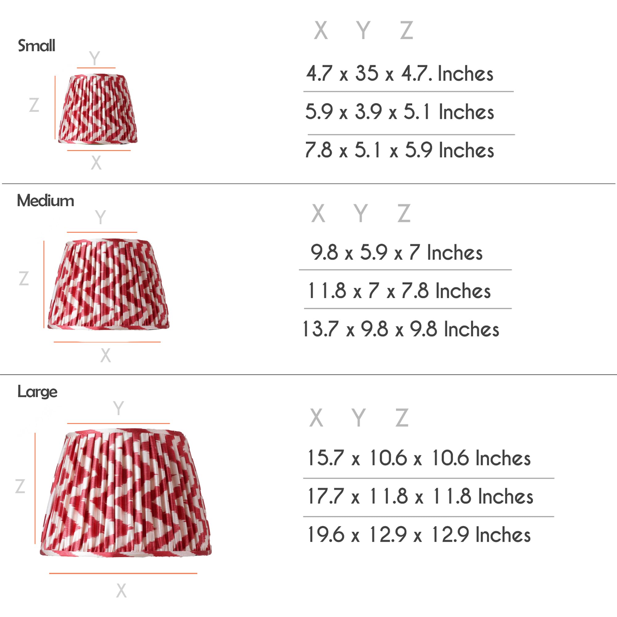 Vibrant Red Ikat Pleated Spider Fitter Lamp Shade - 13.7